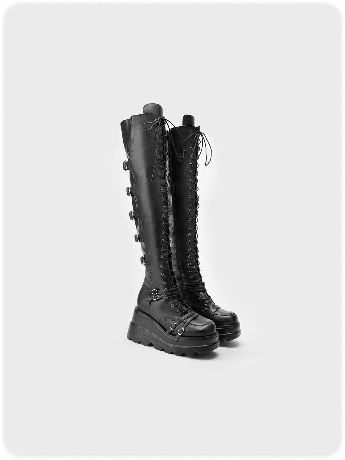 Leather Lace Up Plain Punk Fashion Boots