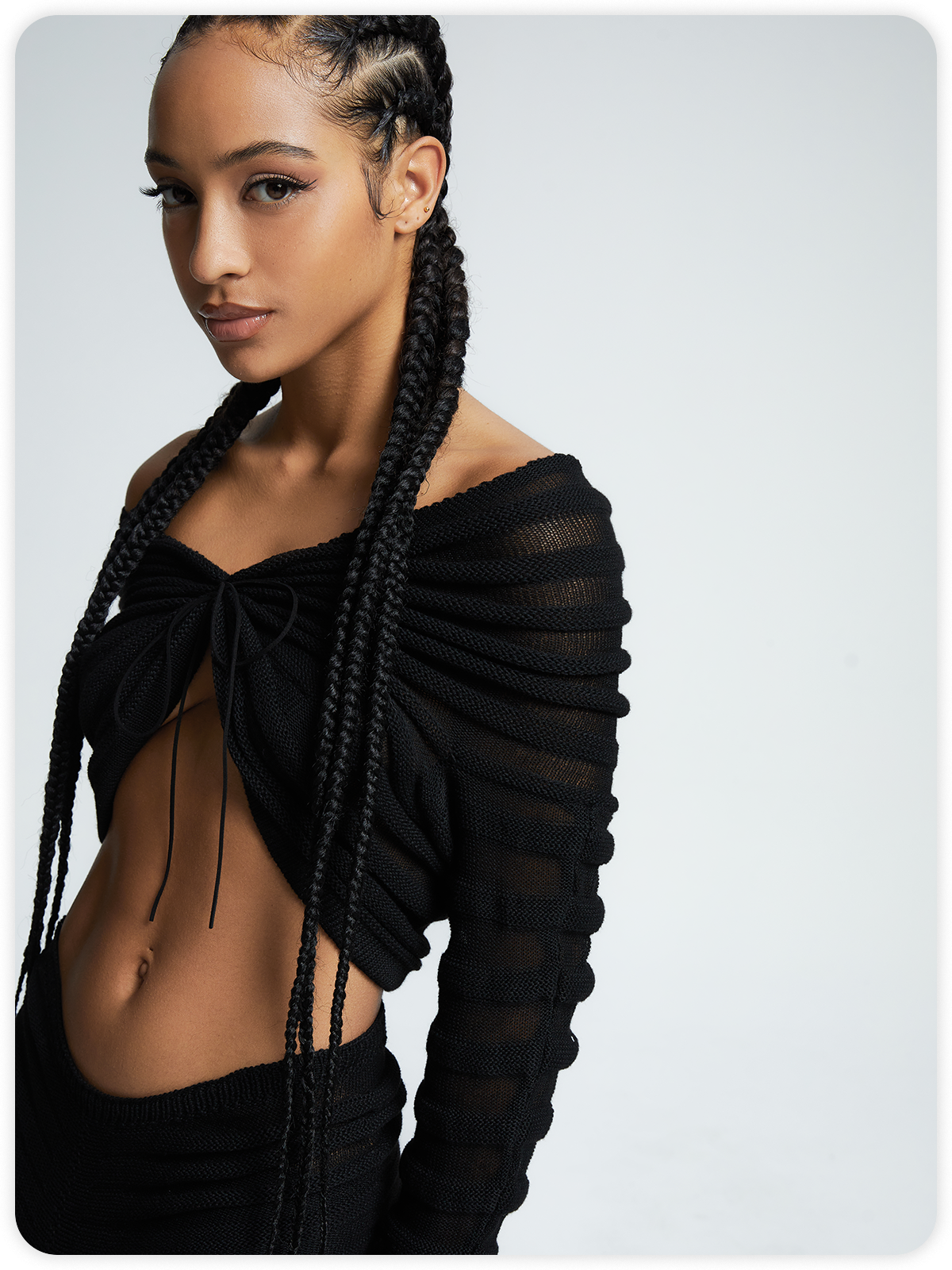 Texture Fabric Plain Top With Skirt Two-Piece Set