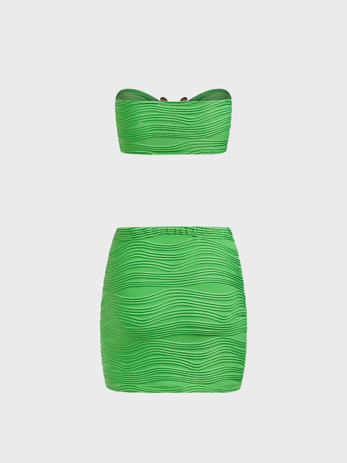 Texture Fabric Plain Tube Top With Skirt Two-Piece Set