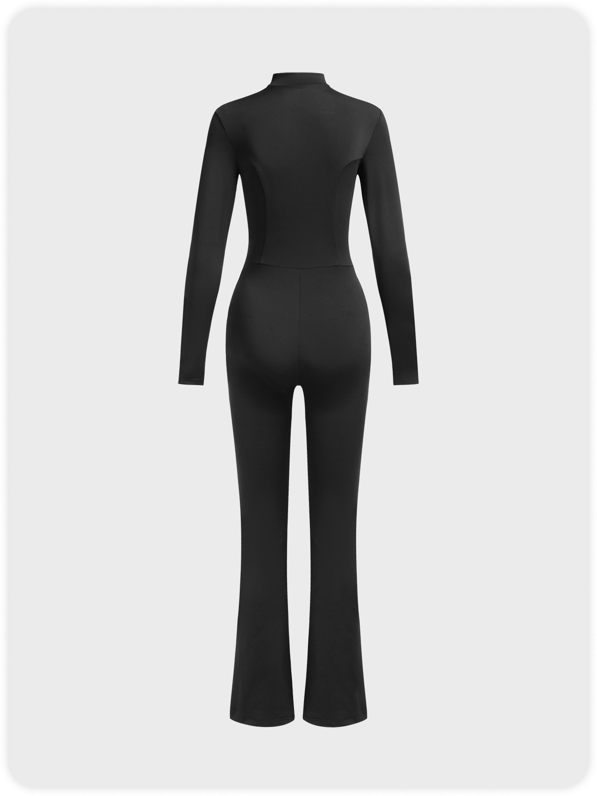 Crew Neck Plain Long Sleeve Jumpsuit