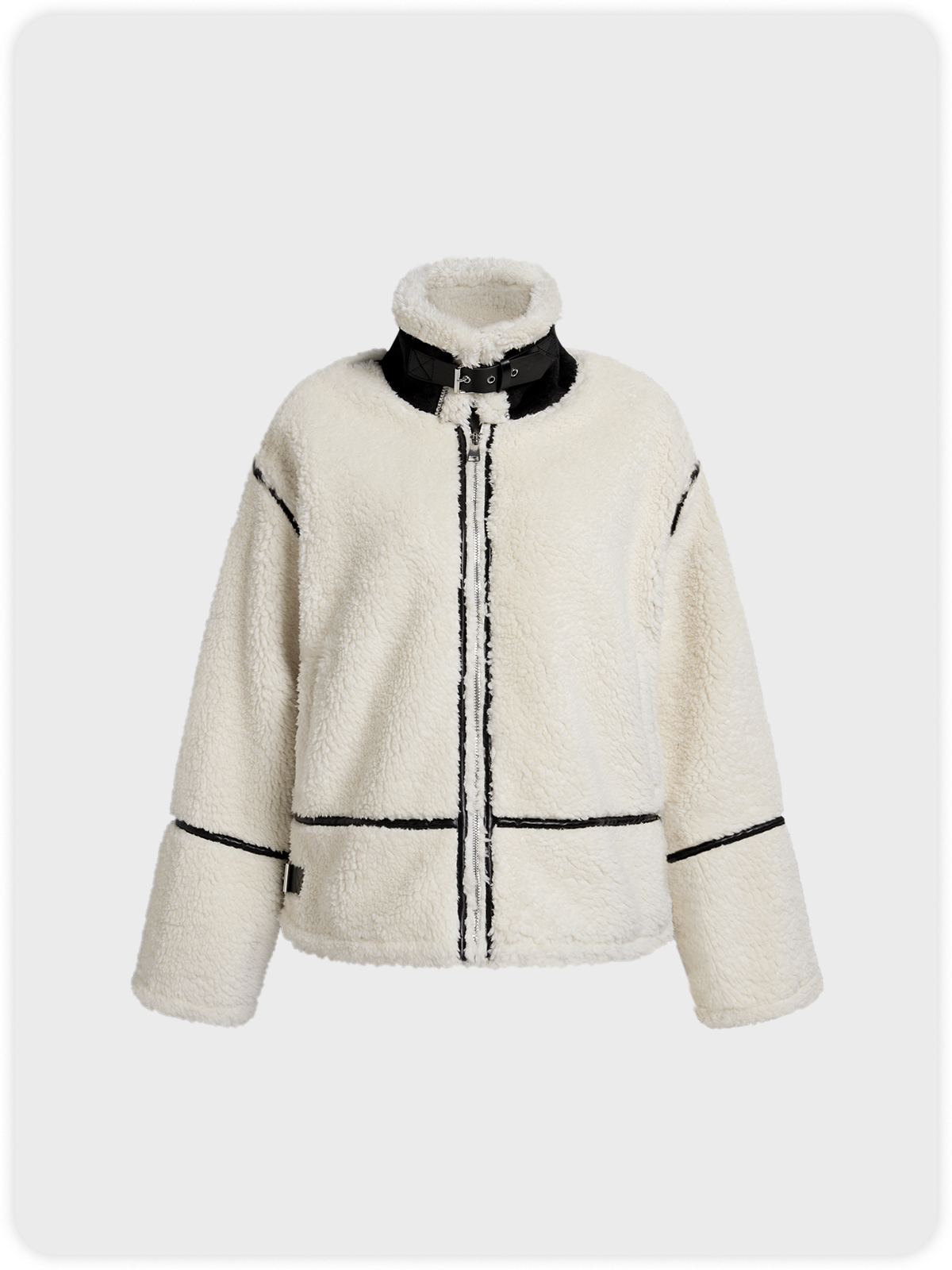 Fuzzy Shawl Collar Plain Long Sleeve Coat