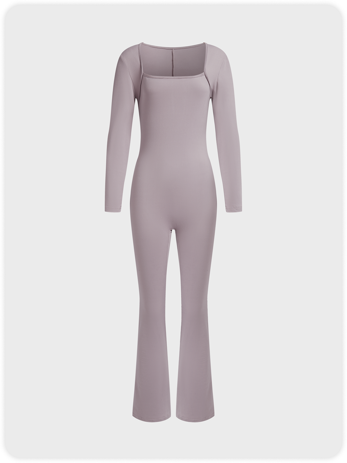 Square Neck Plain Long Sleeve Jumpsuit