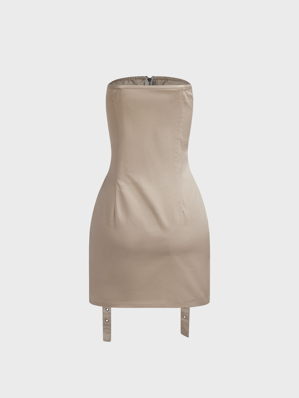 Pocket Plain Zipper Sleeveless Short Dress