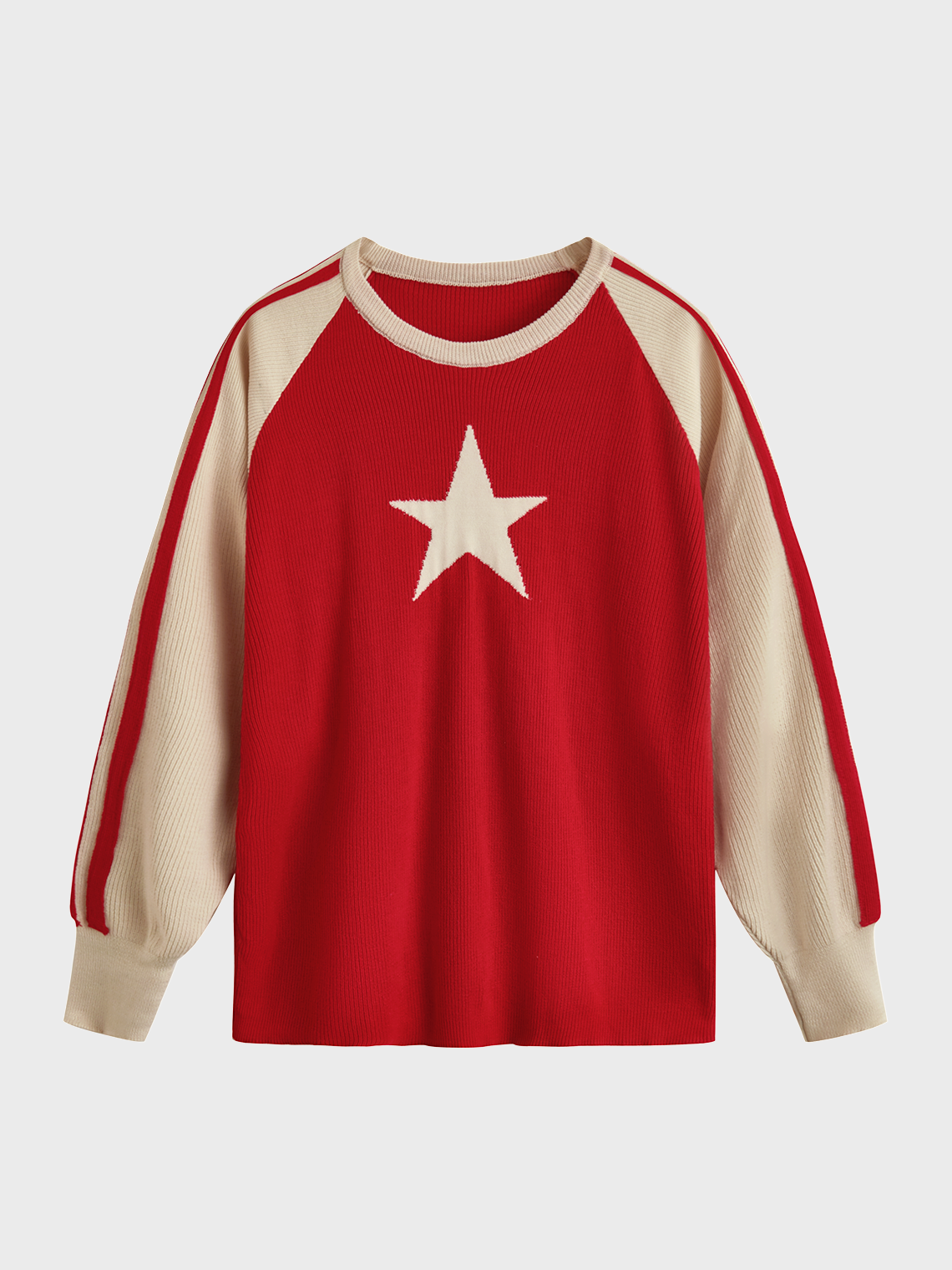 【Final Sale】Crew Neck Star Long Sleeve Sweater