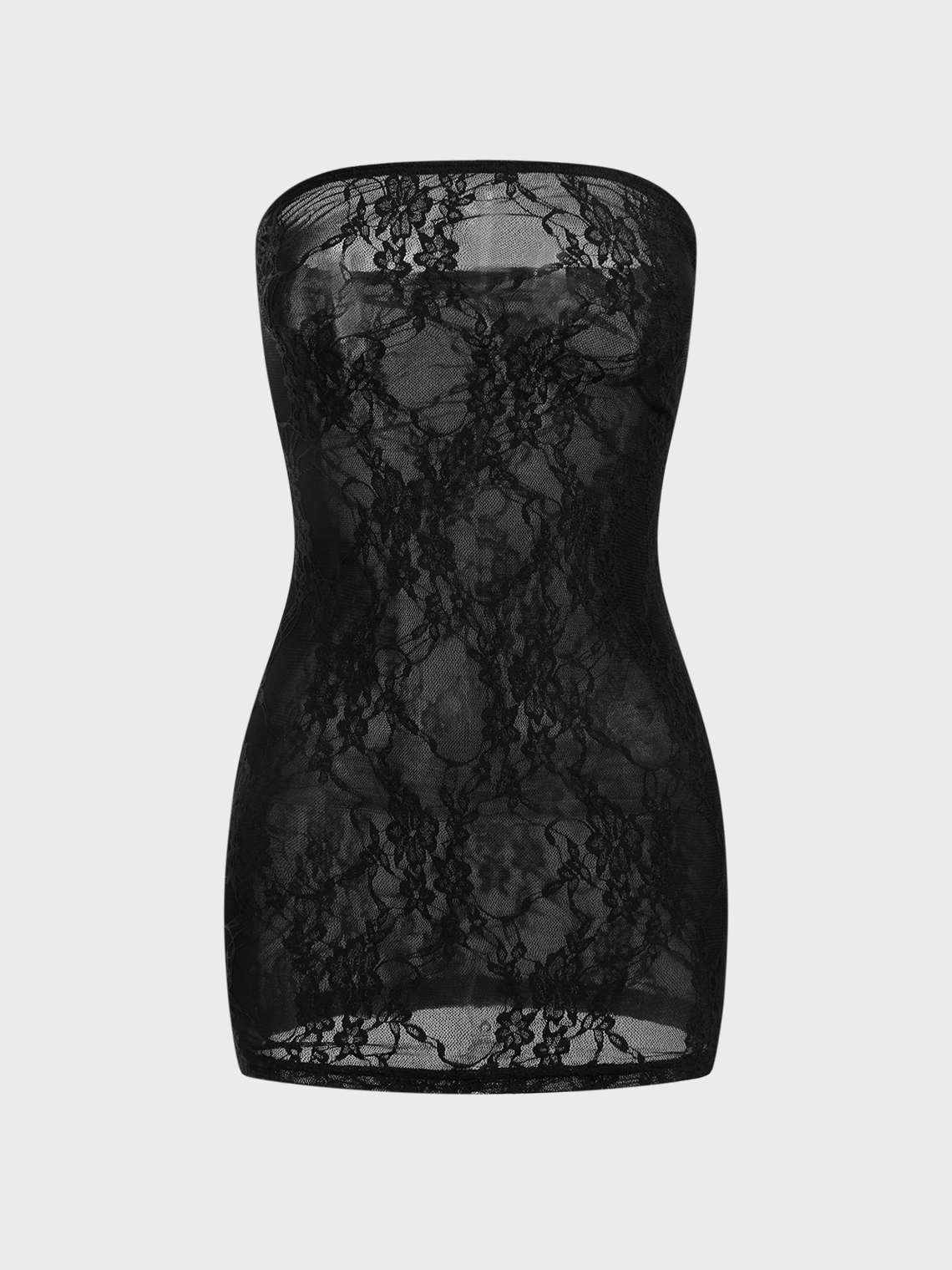 Lace Mesh Plain Tube Dress With Tights Two-Piece Set