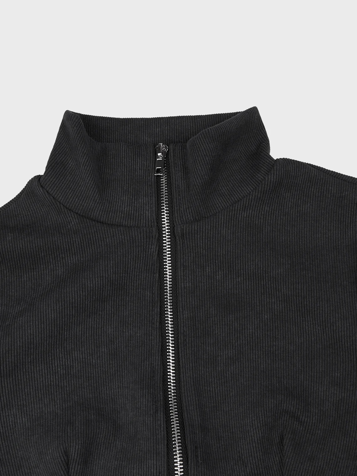 【Final Sale】Stand Collar Zipper Plain Long Sleeve Jacket