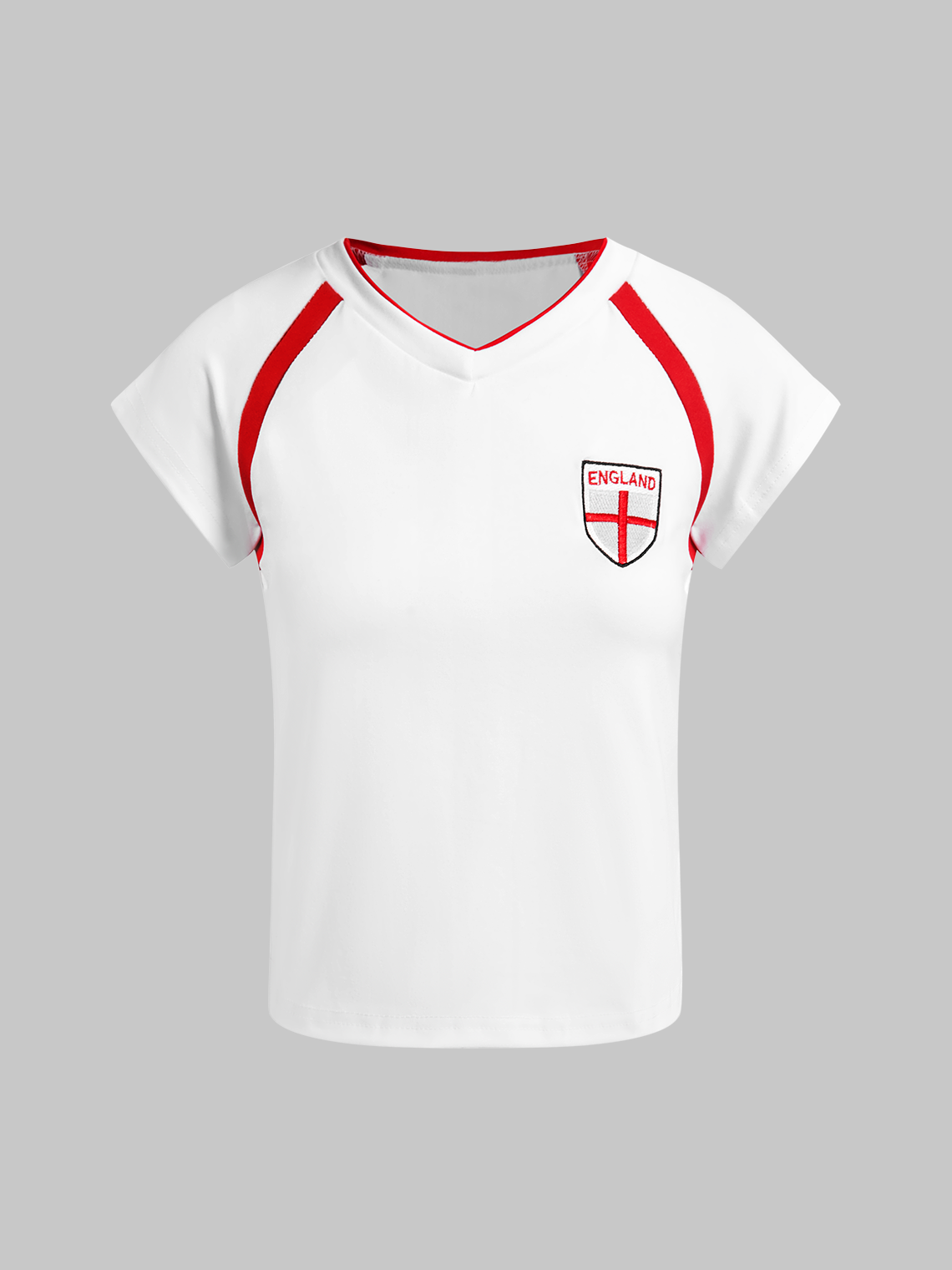 England V Neck Text Letters Short Sleeve T-Shirt