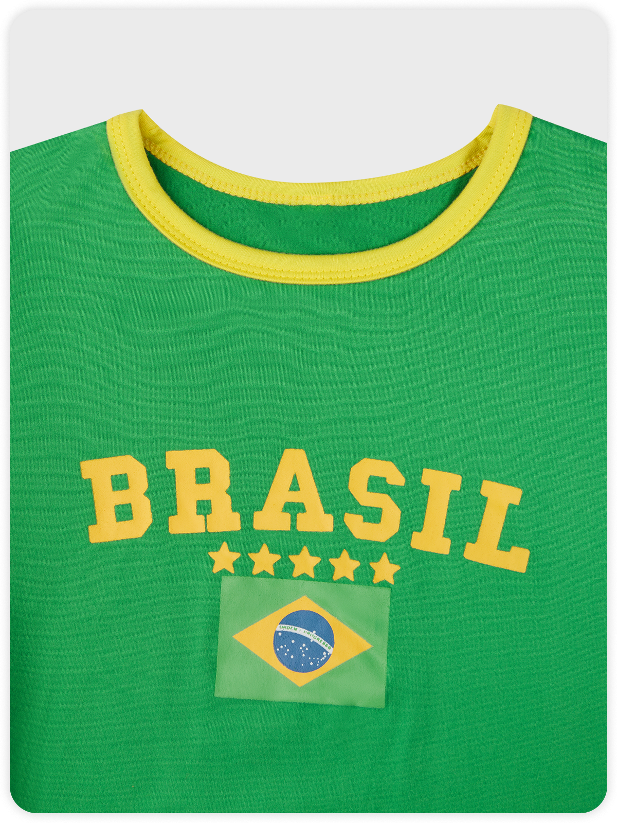 Brasil Crew Neck Text Letters Short Sleeve T-Shirt