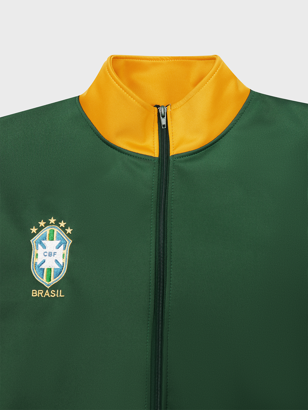 Brasil Stand Collar Color Block Long Sleeve Sweatshirt