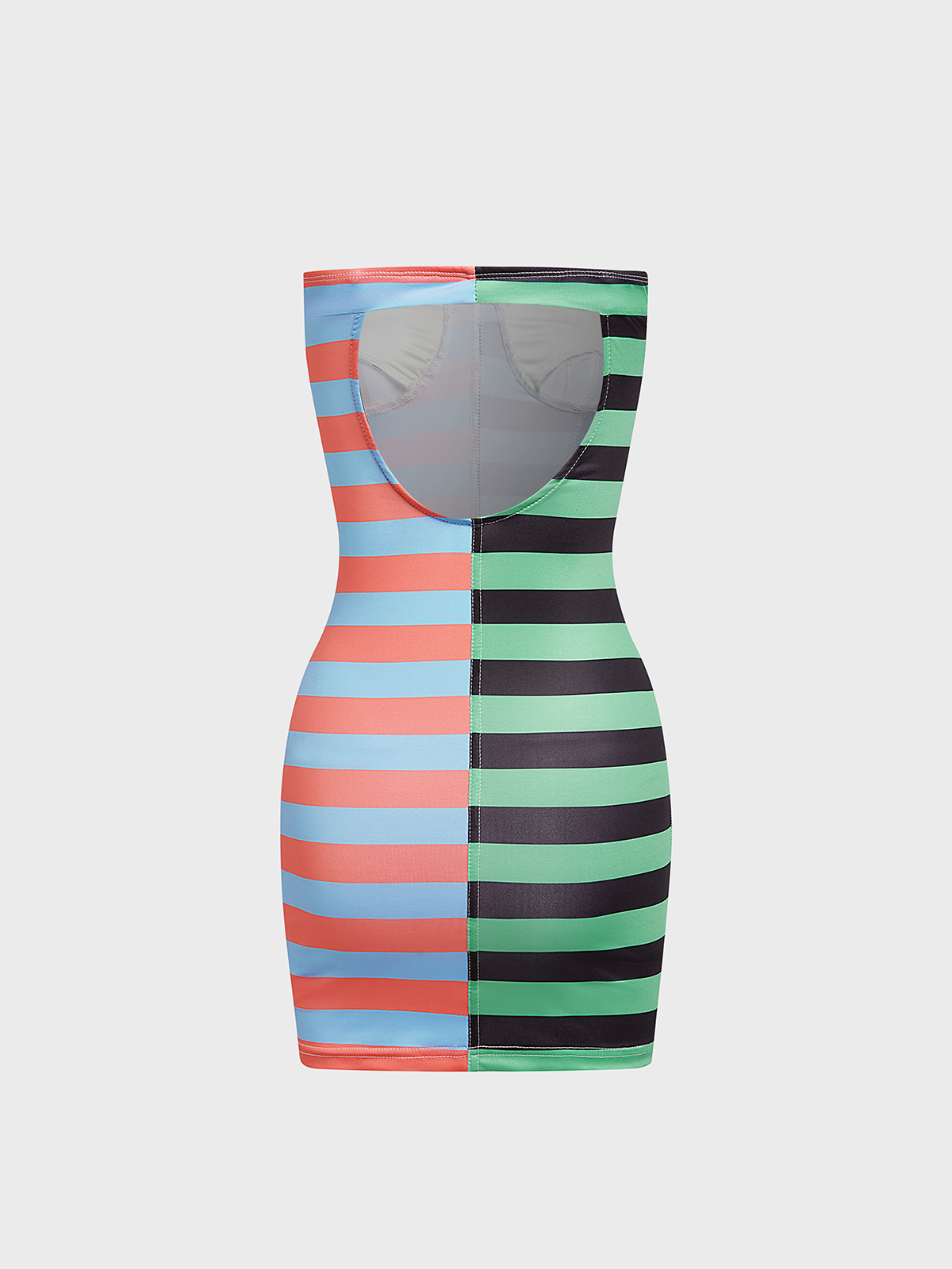 Strapless Striped Sleeveless Short Dress