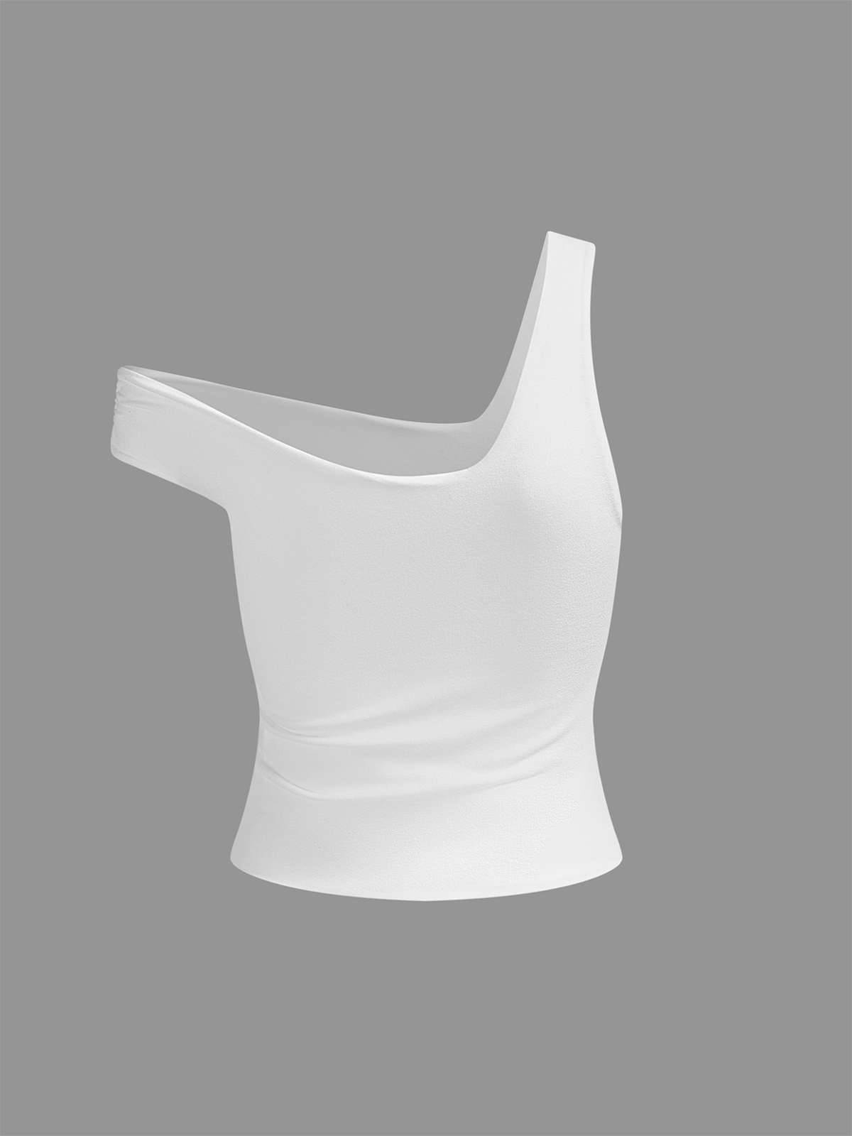 One Shoulder Plain Sleeveless T-Shirt