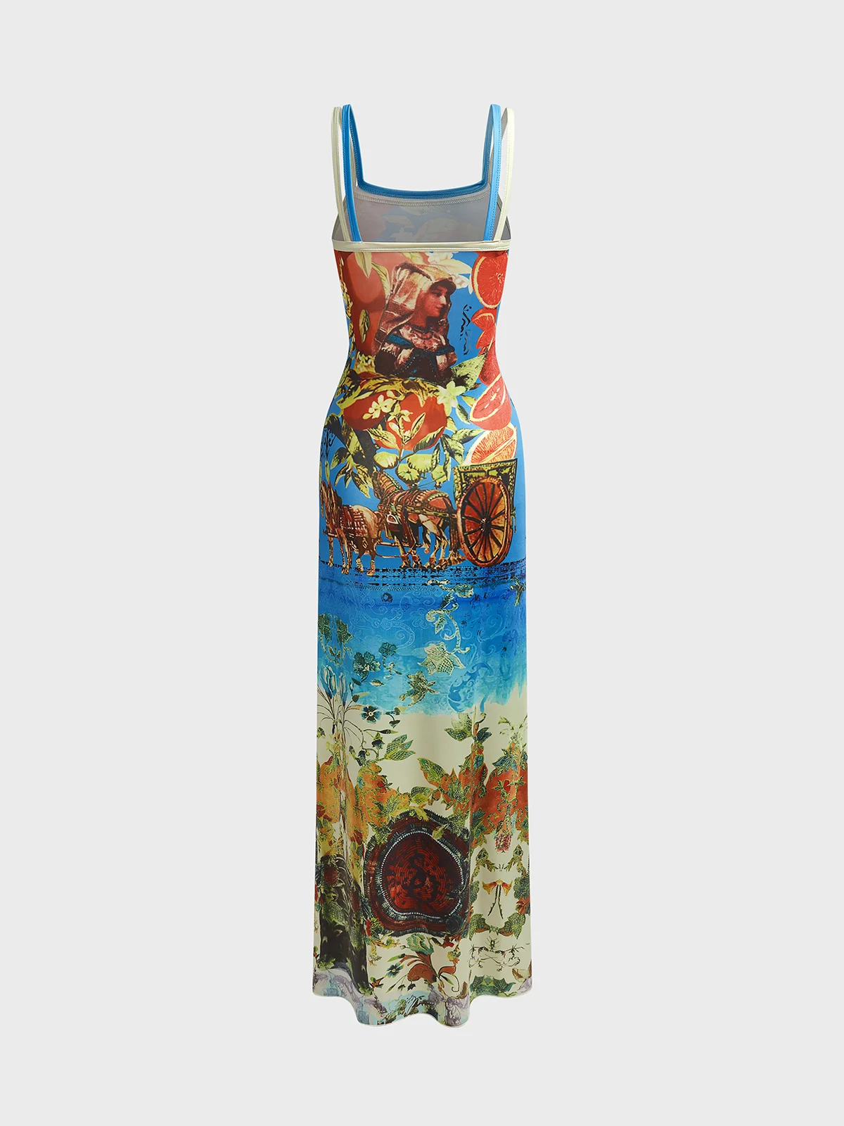 Spaghetti Pop Art Print Sleeveless Maxi Dress