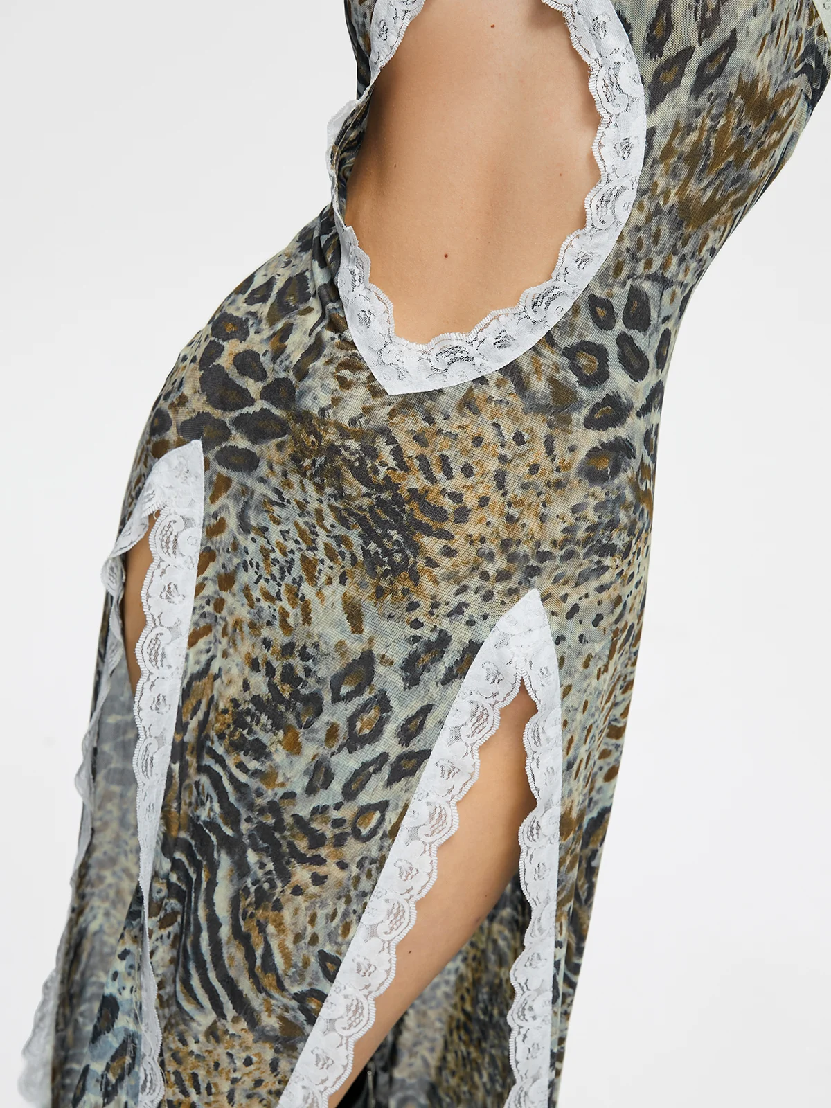 slim V Neck Leopard Sleeveless Maxi Dress