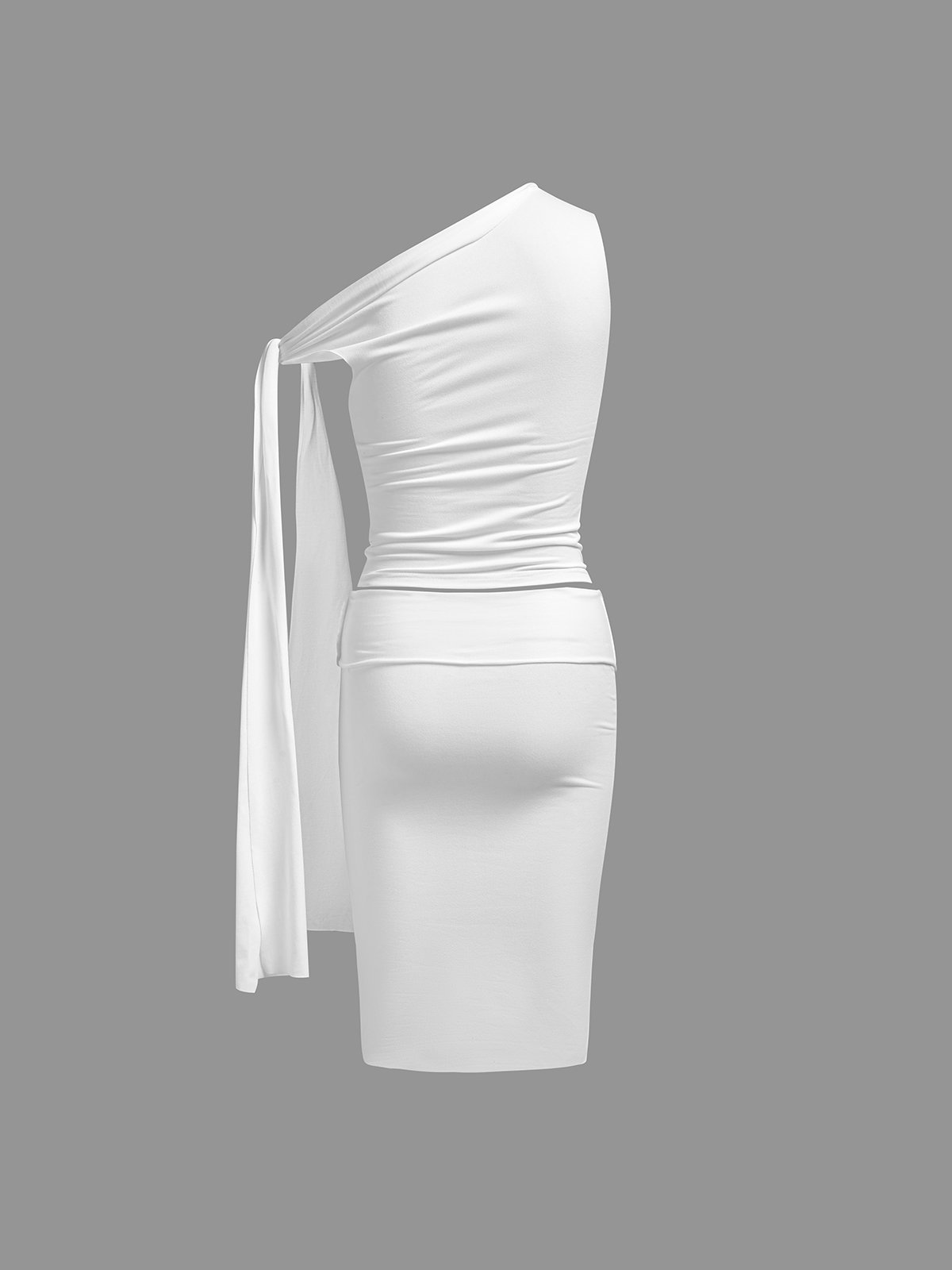 Jersey Cut Out Plain Top With Skirt Two-Piece Set