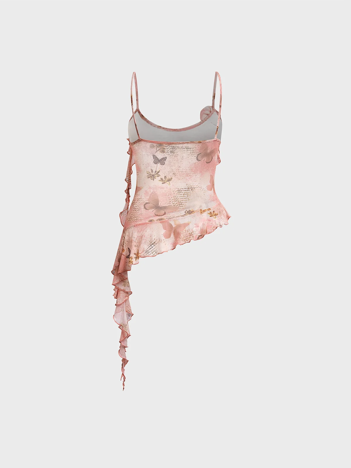 Mesh Spaghetti Floral Cami