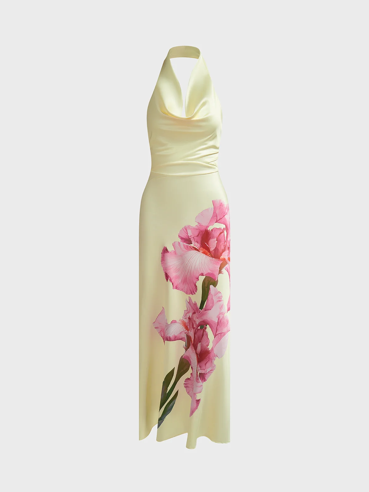 Halter Floral Sleeveless Maxi Dress