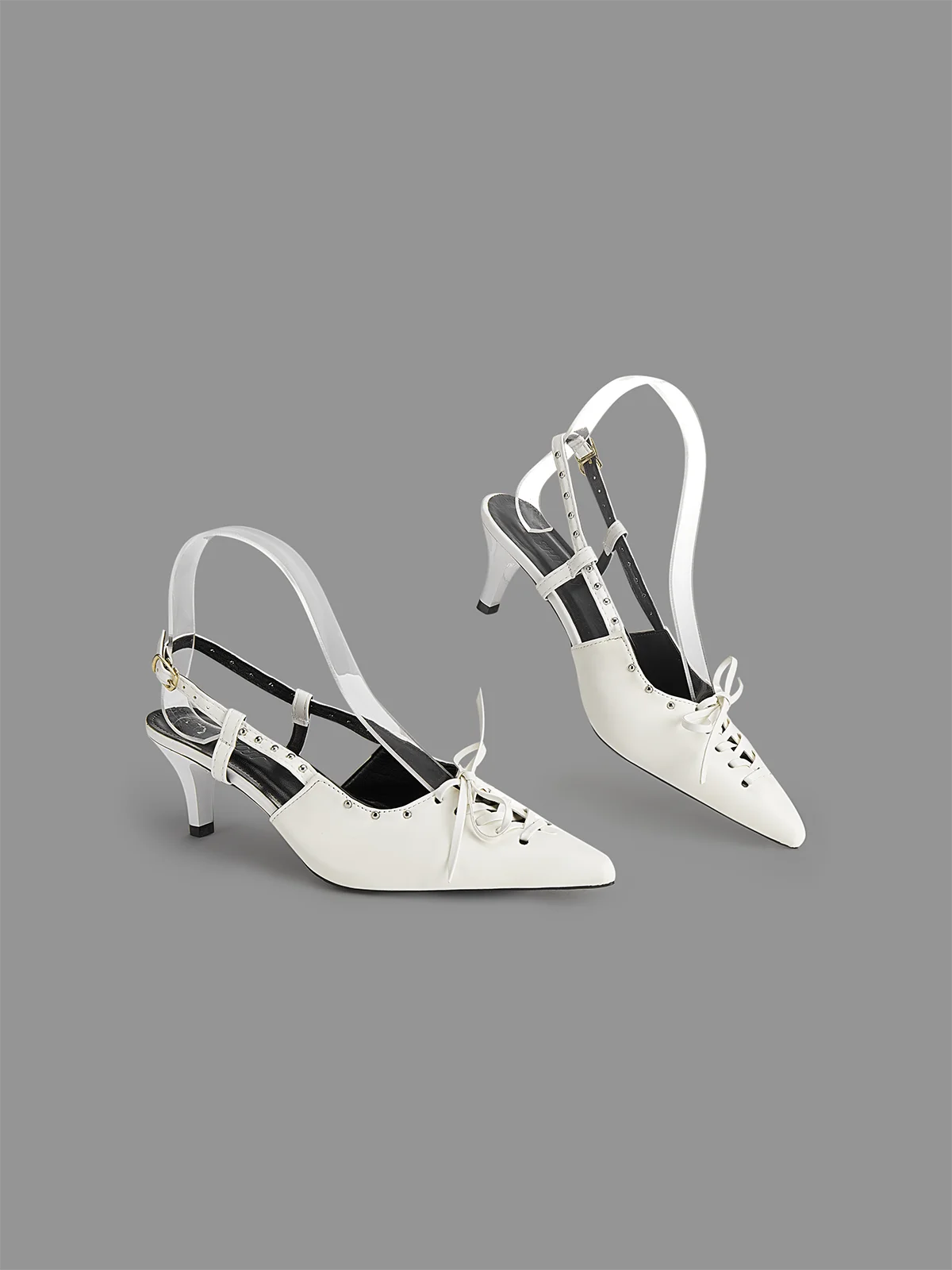 Pointed Toe Lace-Up Block Heel Strap Single Shoes