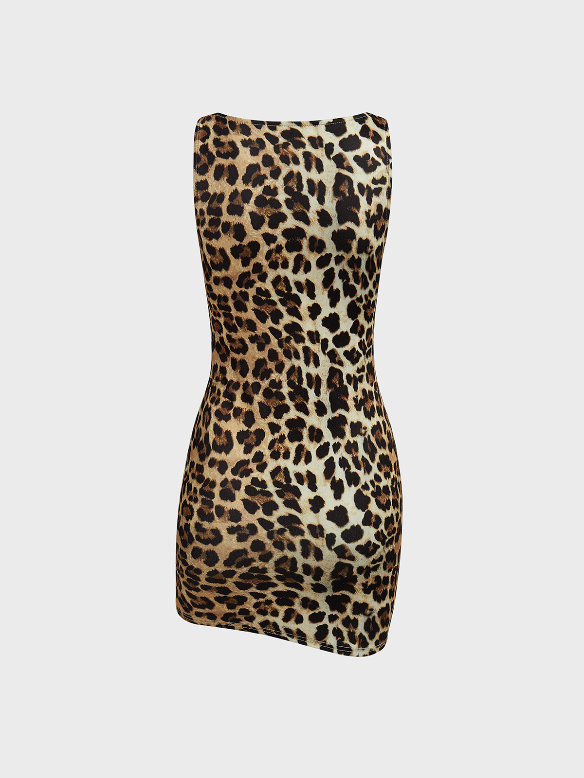 Crew Neck Leopard Sleeveless Mini Dress