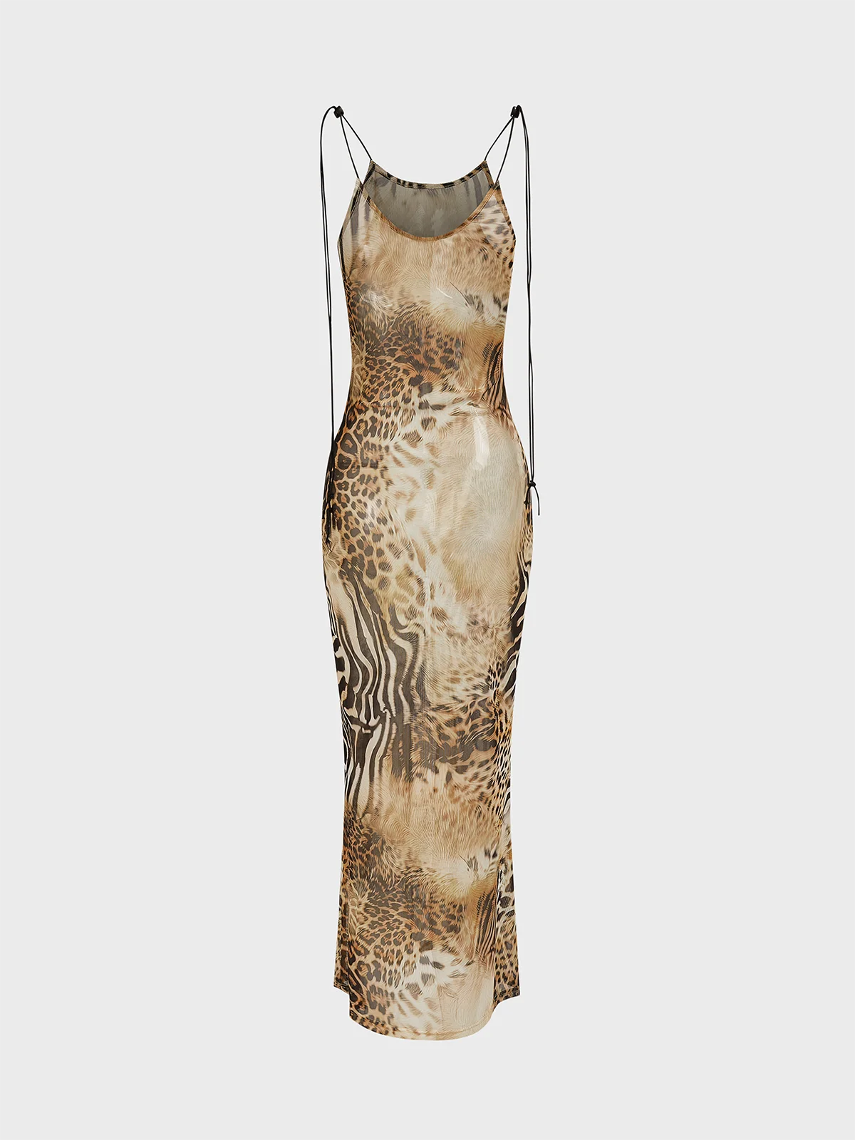 Spaghetti Leopard Sleeveless Maxi Dress