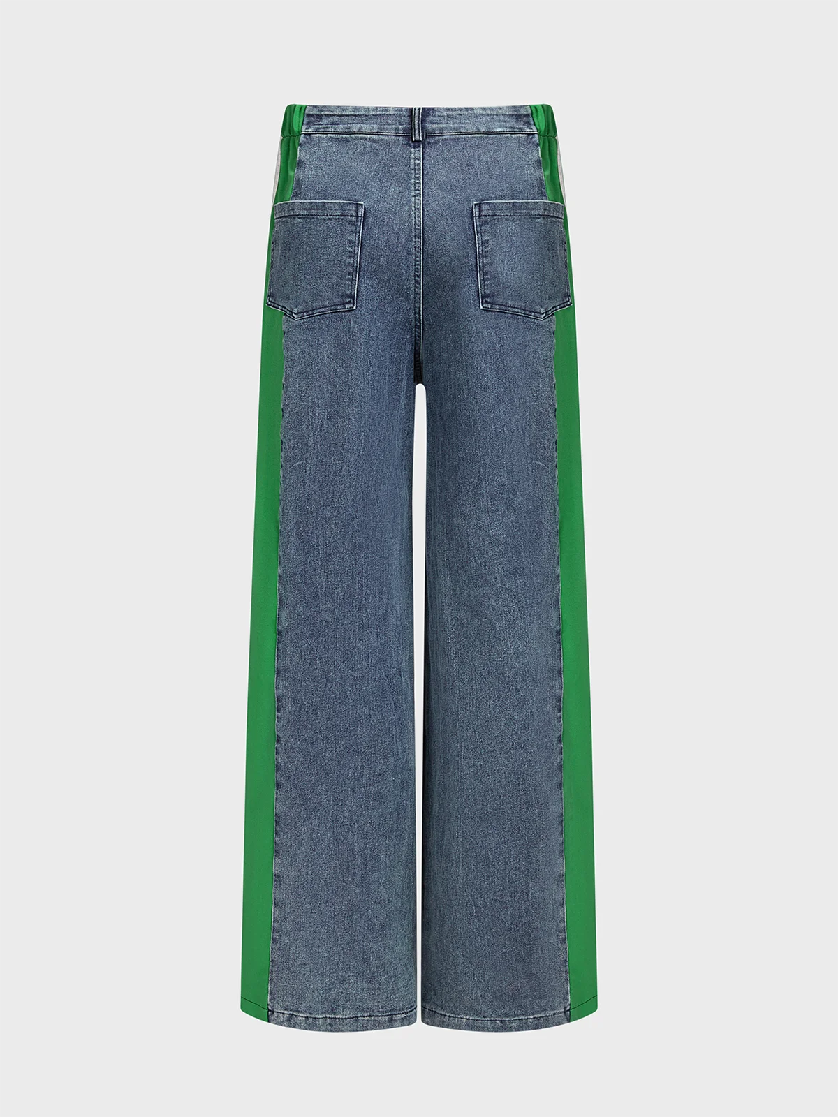 Denim Color Block Straight Pants Jeans