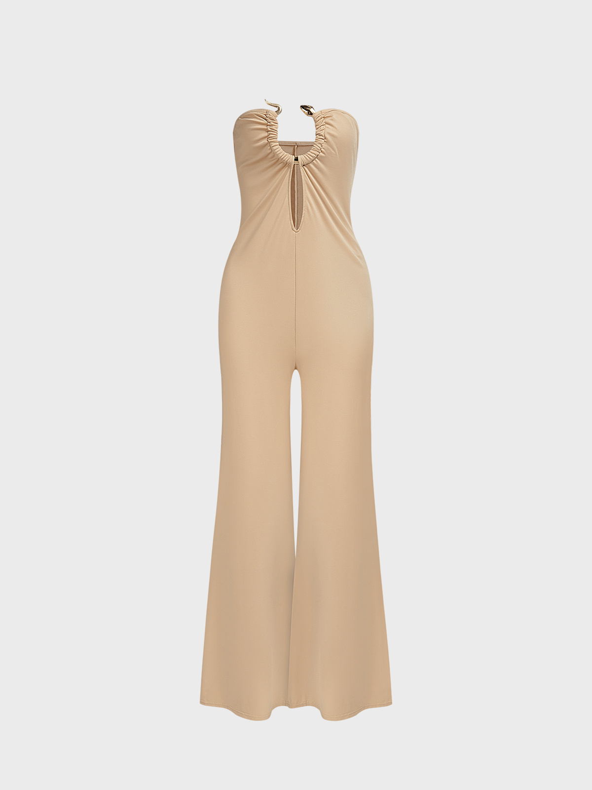 Jersey Cut Out Strapless Plain Sleeveless Jumpsuit