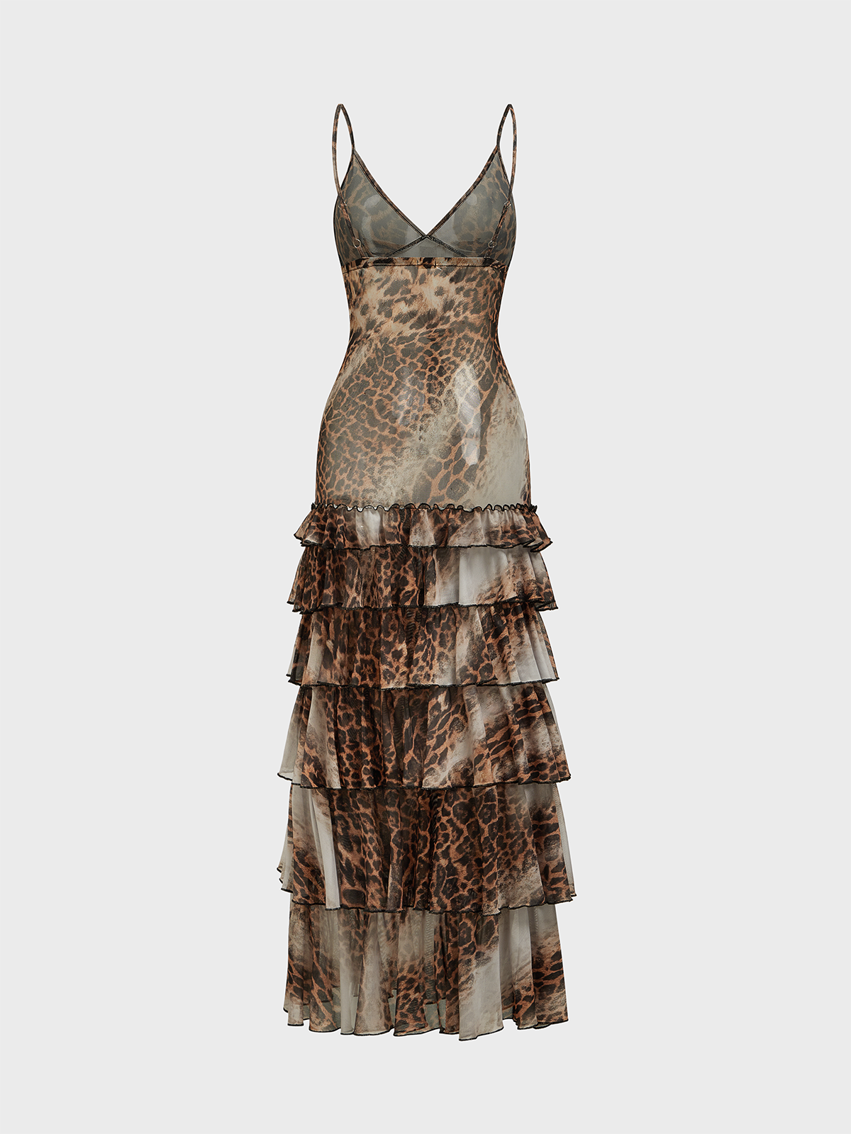 Spaghetti Leopard Sleeveless Maxi Dress