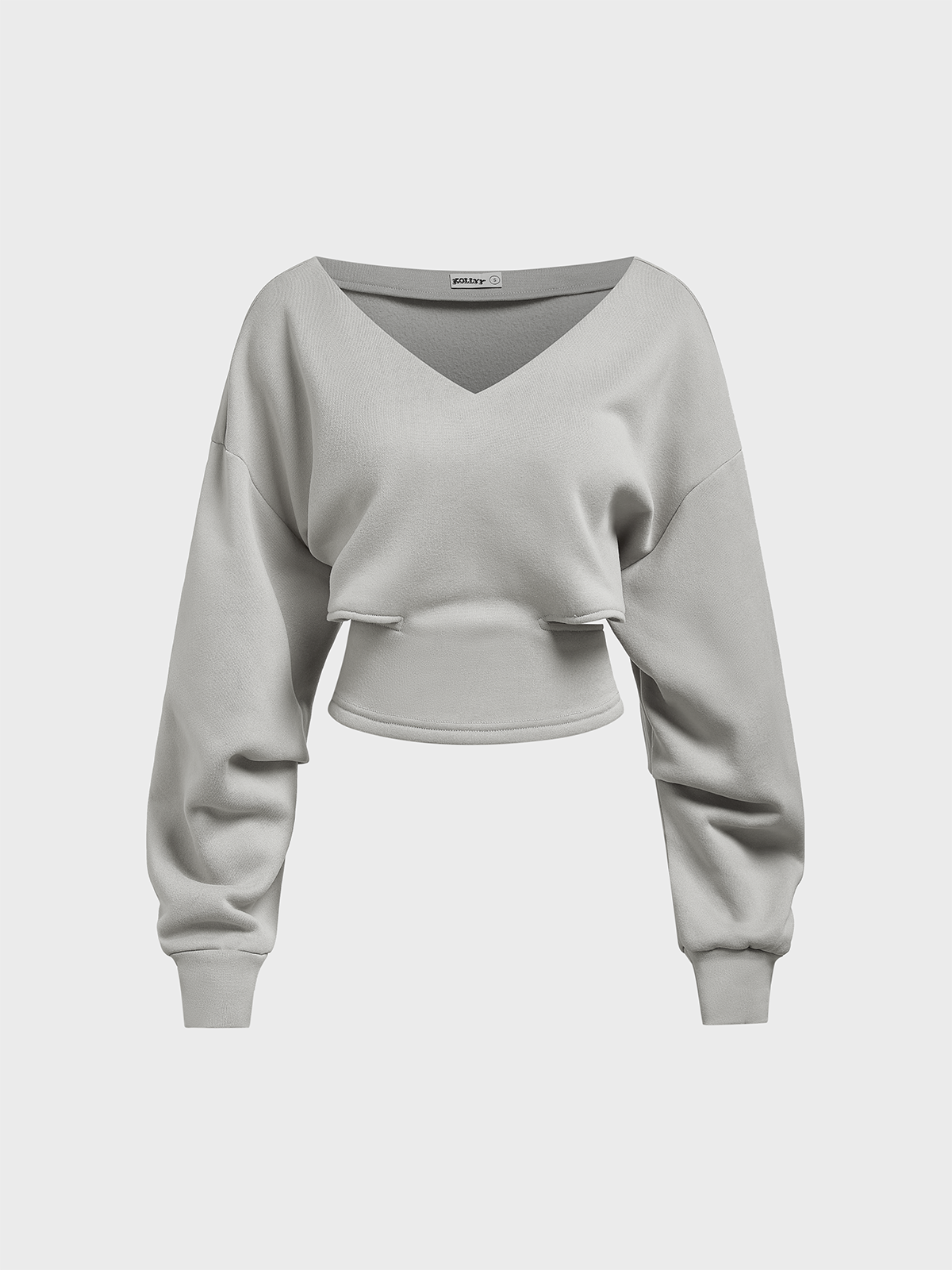 V Neck Plain Long Sleeve Sweatshirt