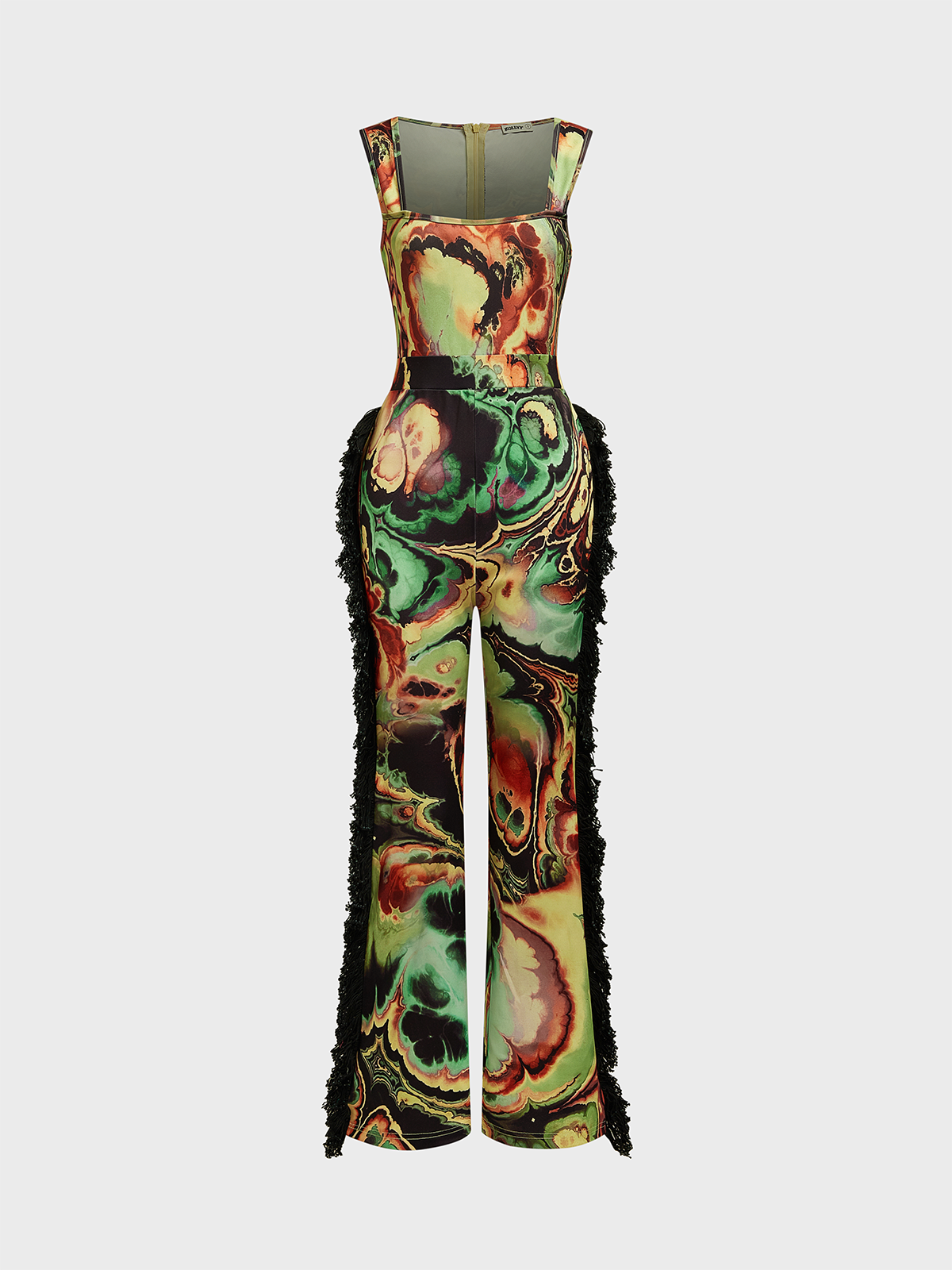 Square Neck Pop Art Print Sleeveless Jumpsuit