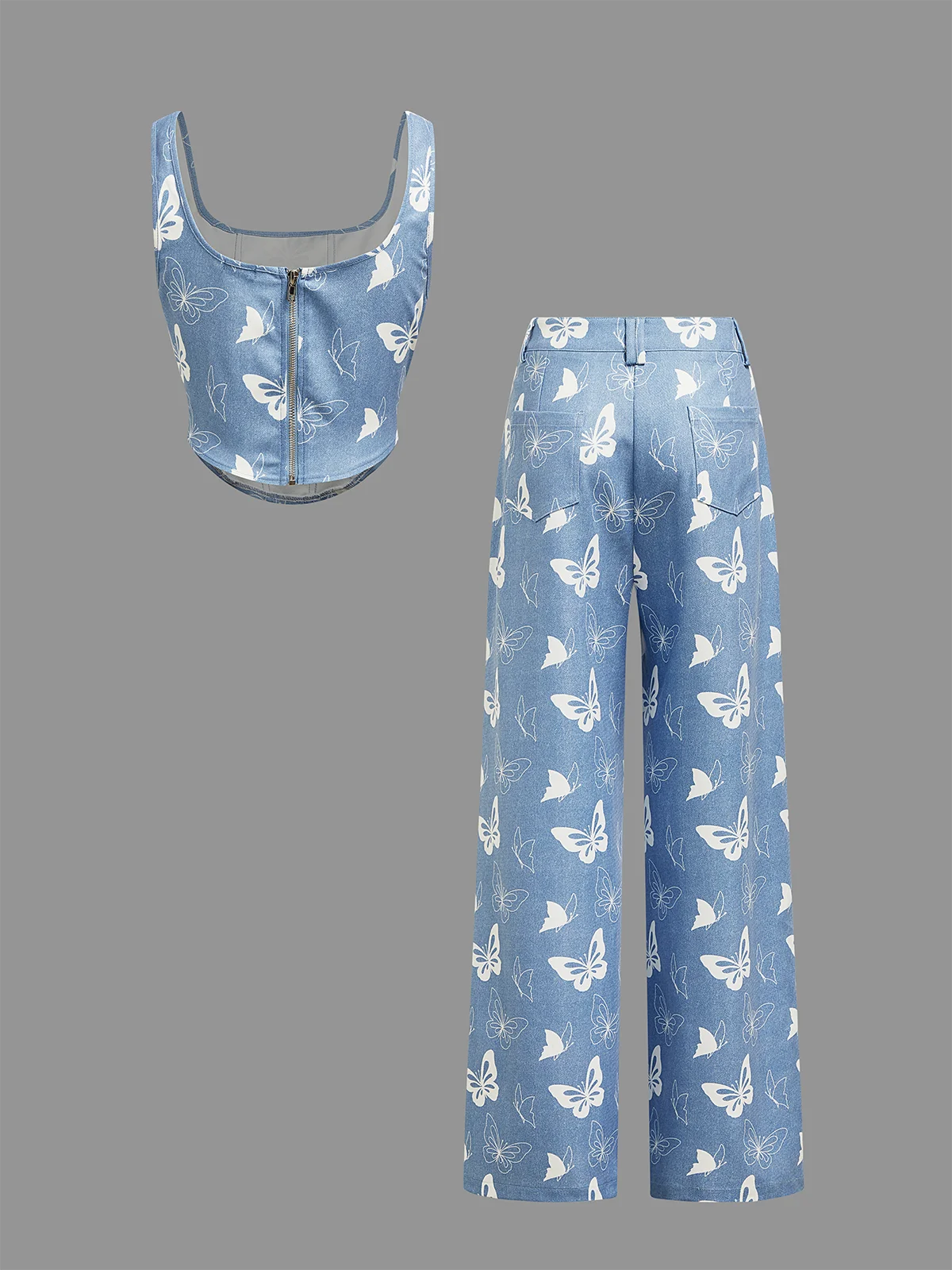 Butterfly Top With Pants Two-Piece Set