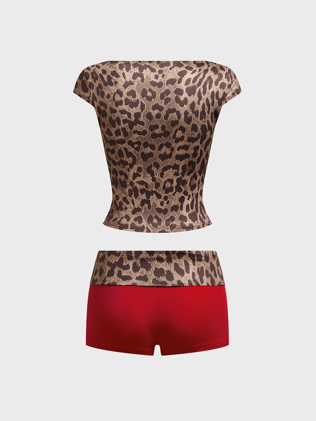 Jersey Leopard Top With Pants Two-Piece Set