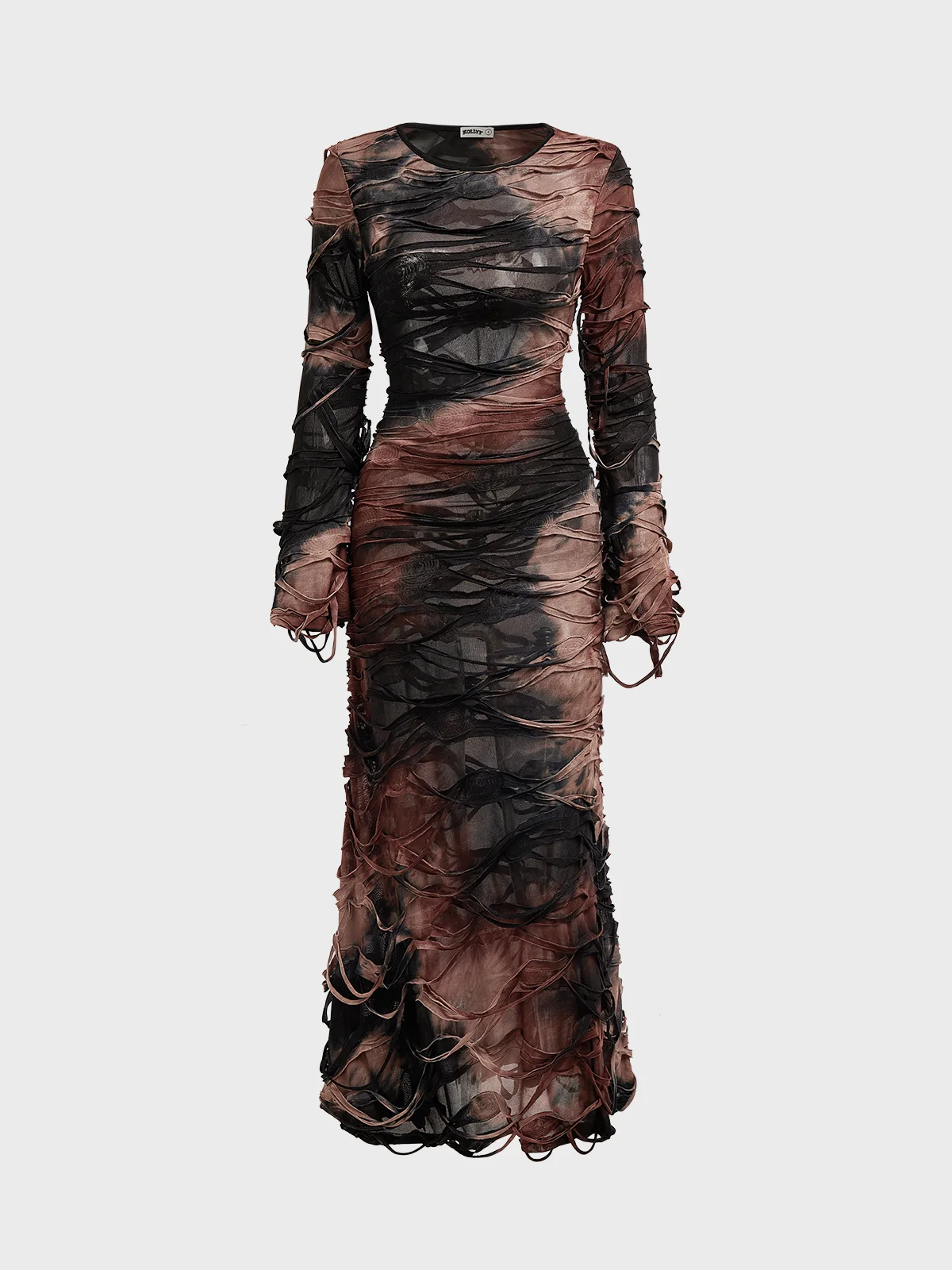 Crew Neck Tie Dye Long Sleeve Maxi Dress