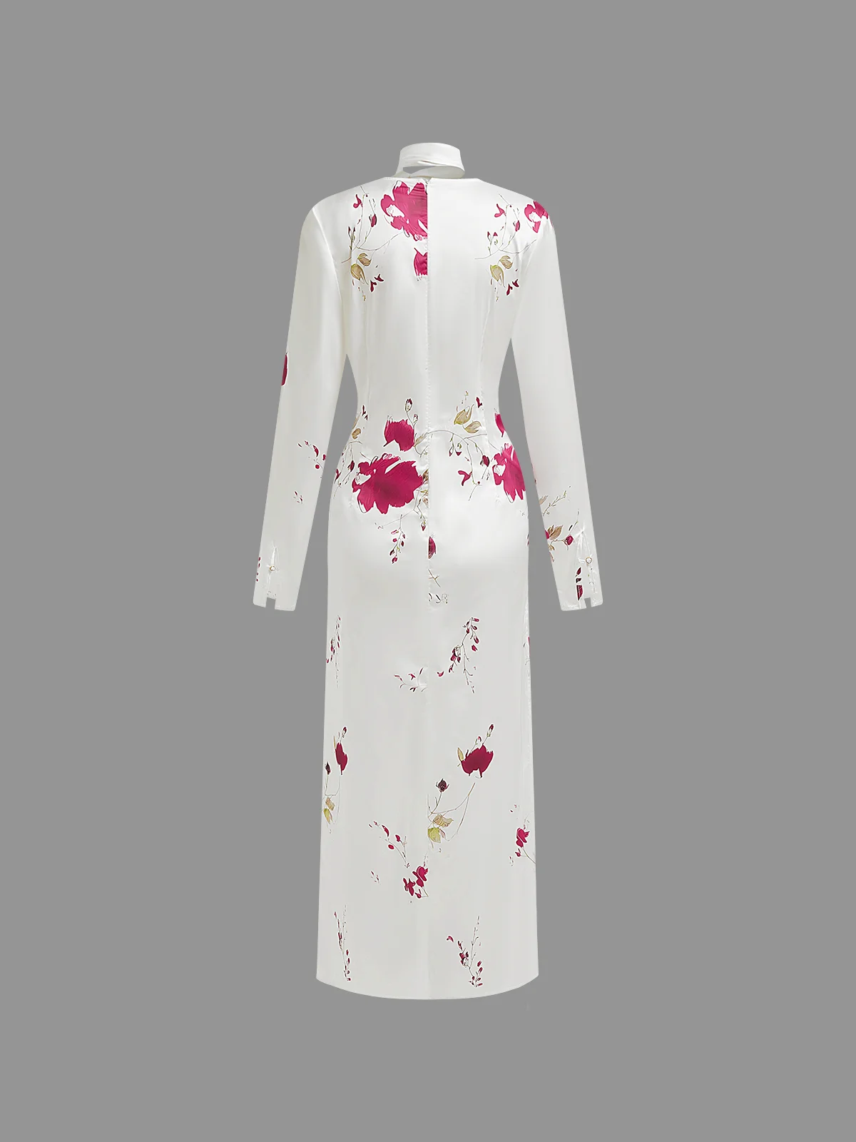 Cowl Neck Floral Long Sleeve Maxi Dress