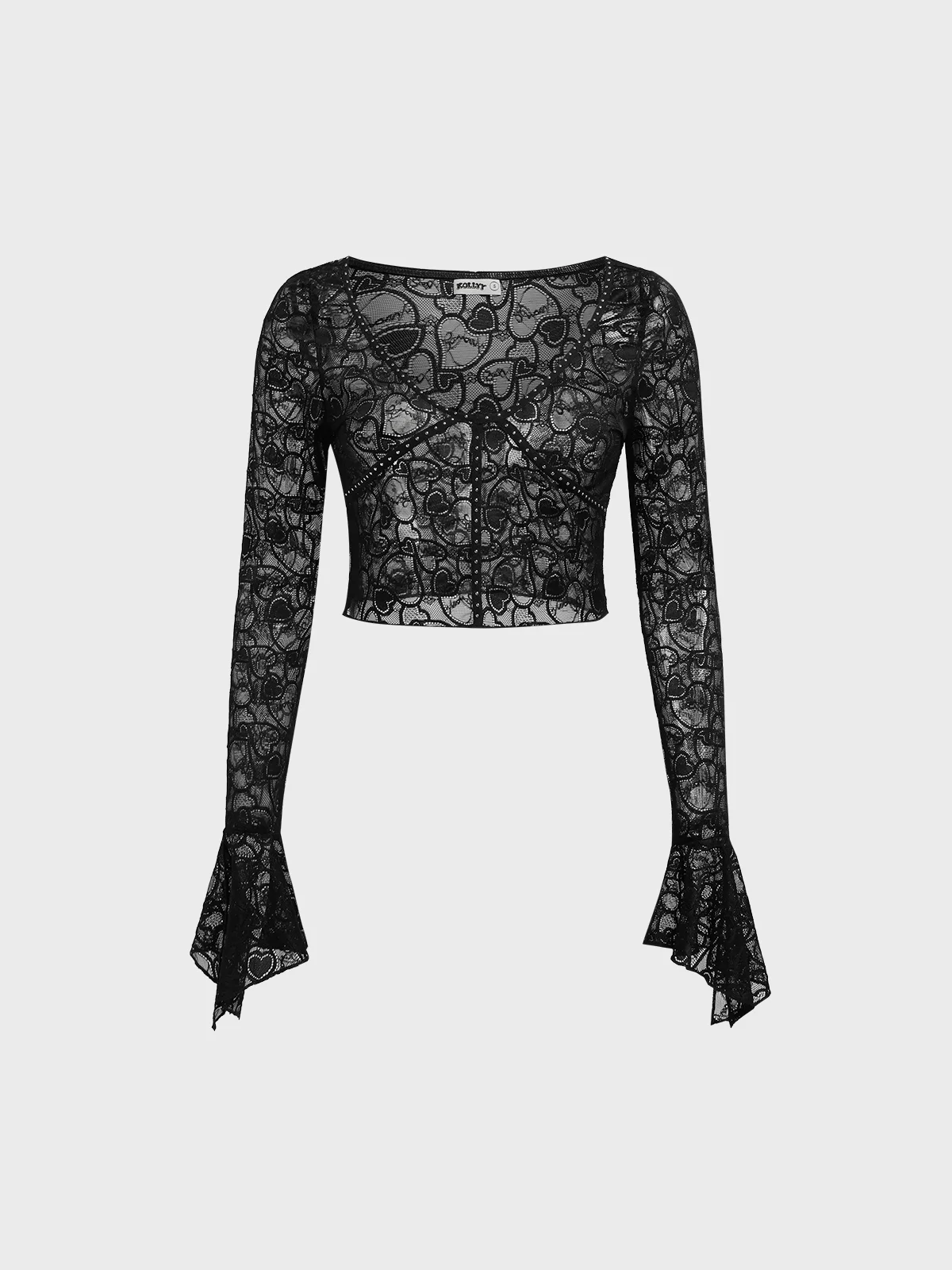 Nylon Heart/Cordate Top With Pants Two-Piece Set