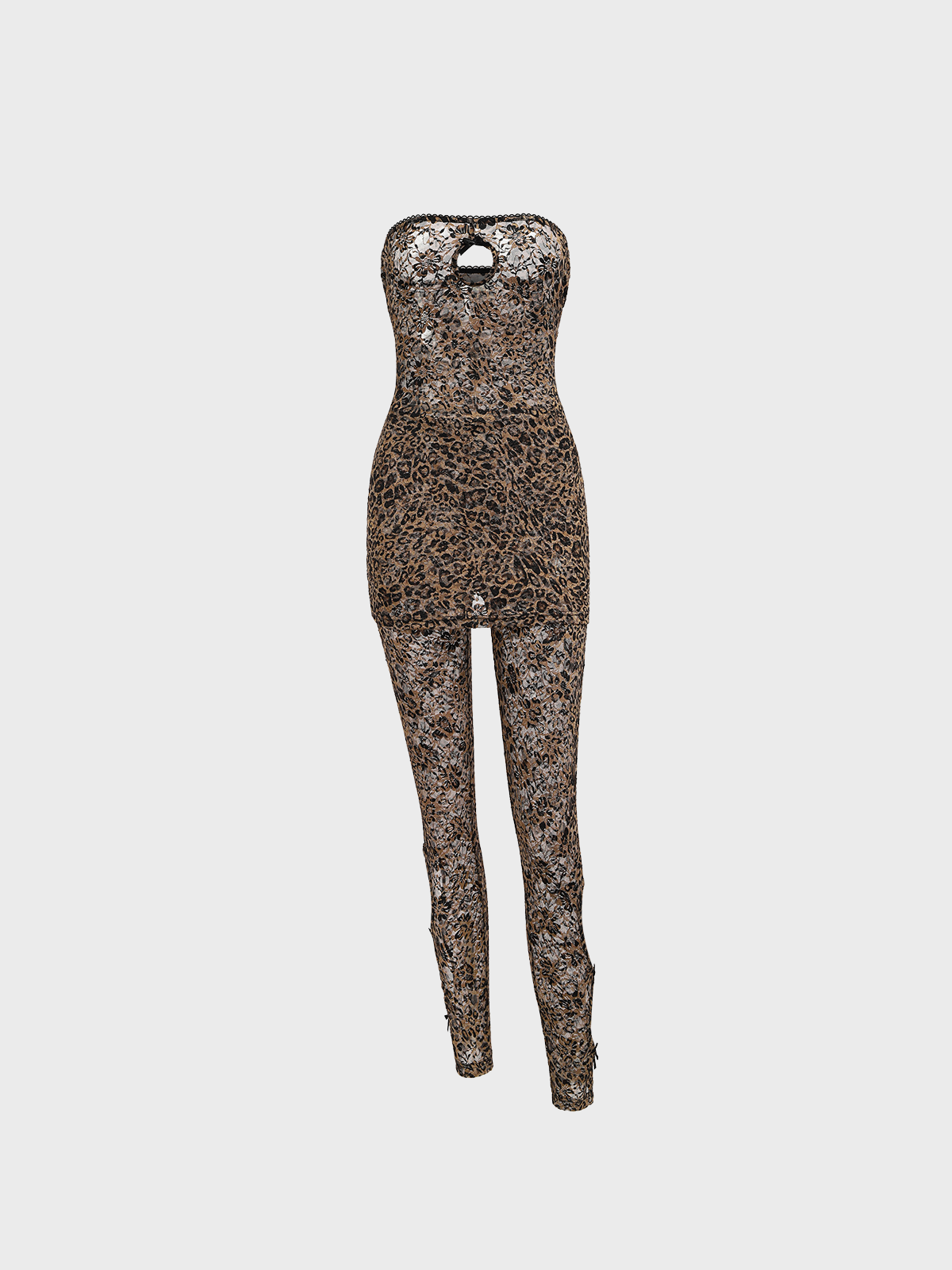 Nylon Leopard Dress With Pants Two-Piece Set