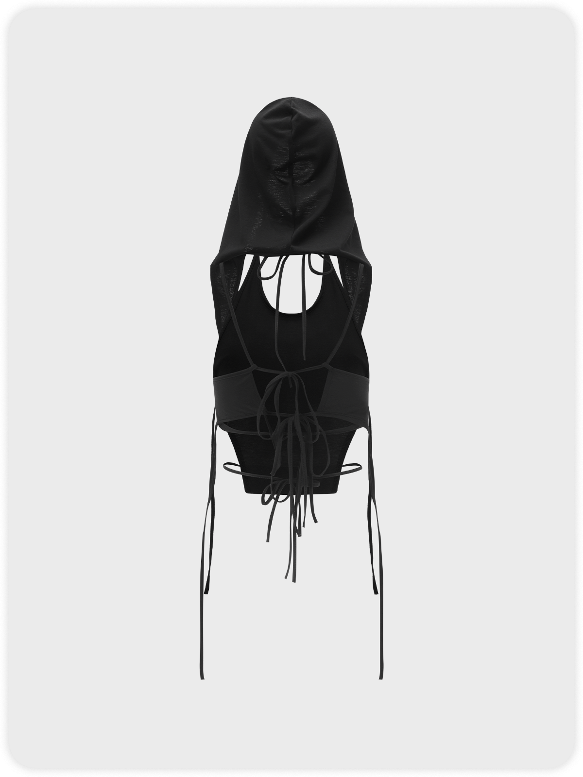 Punk Black Hooded Double Layer Backless Top Tank Top & Cami