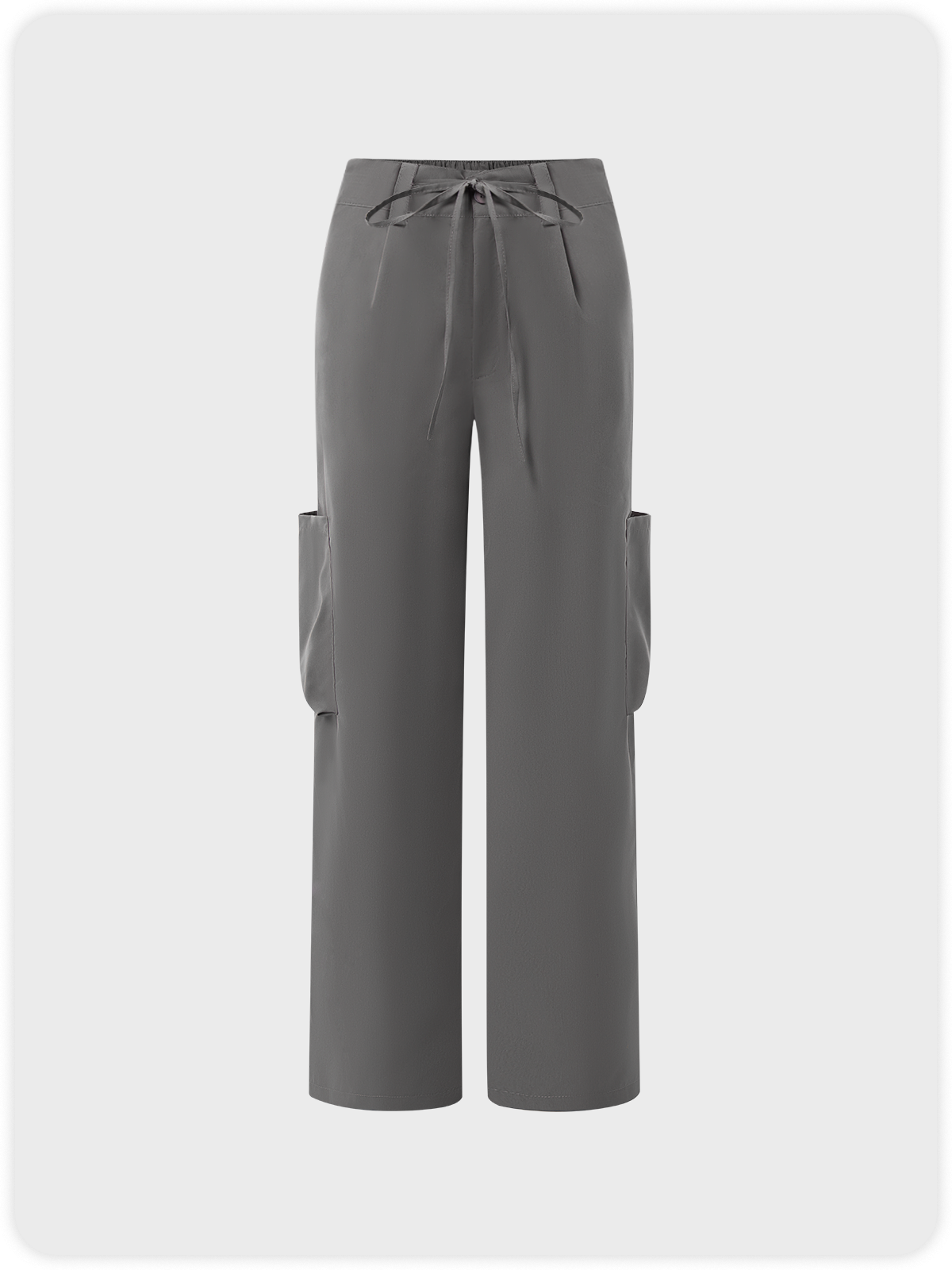 【Final Sale】Street Gray Lace Up Pockets Bottom Pants