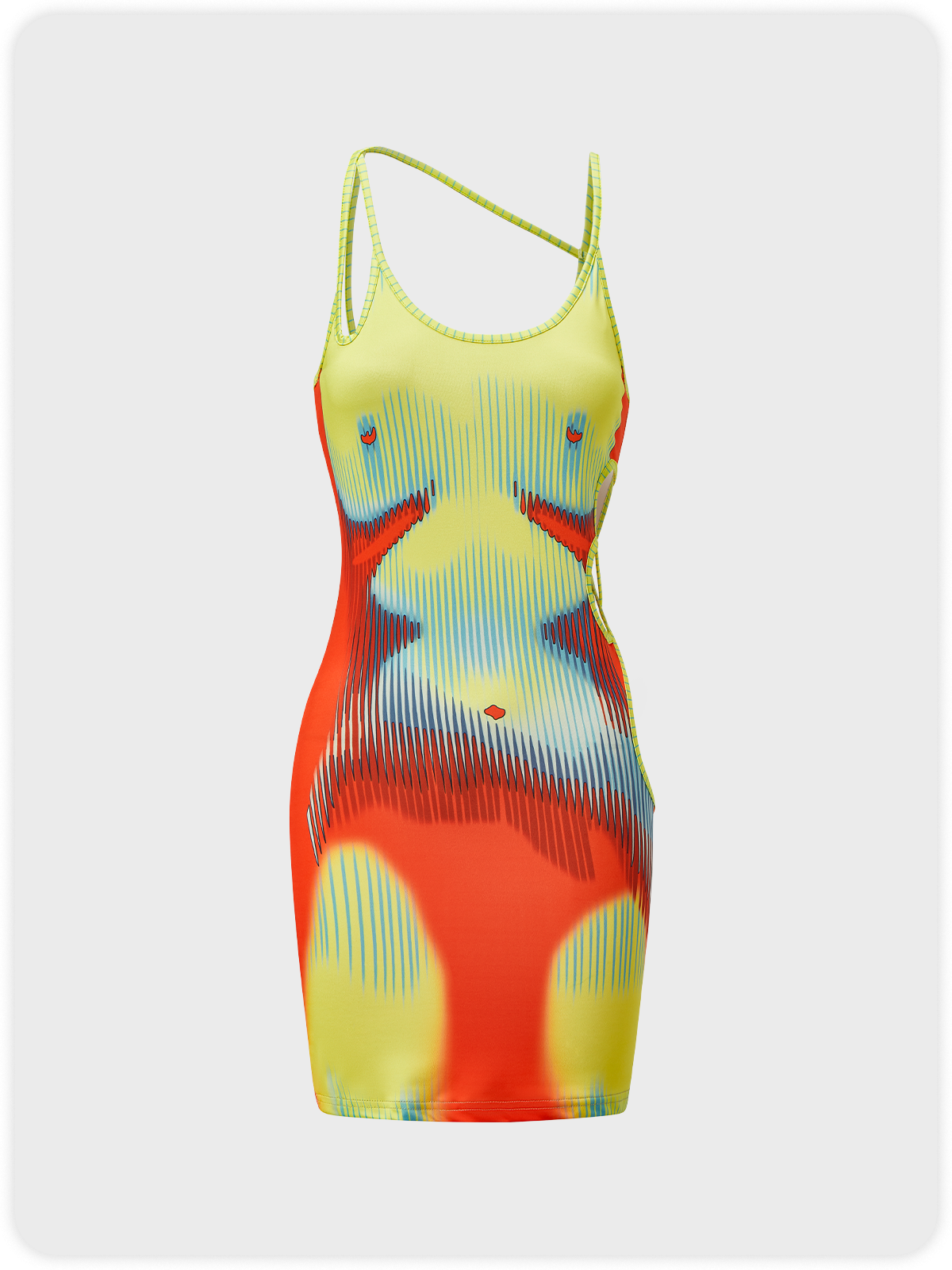 【Final Sale】Edgy Multicolor Body Asymmetrical Design Dress Mini Dress