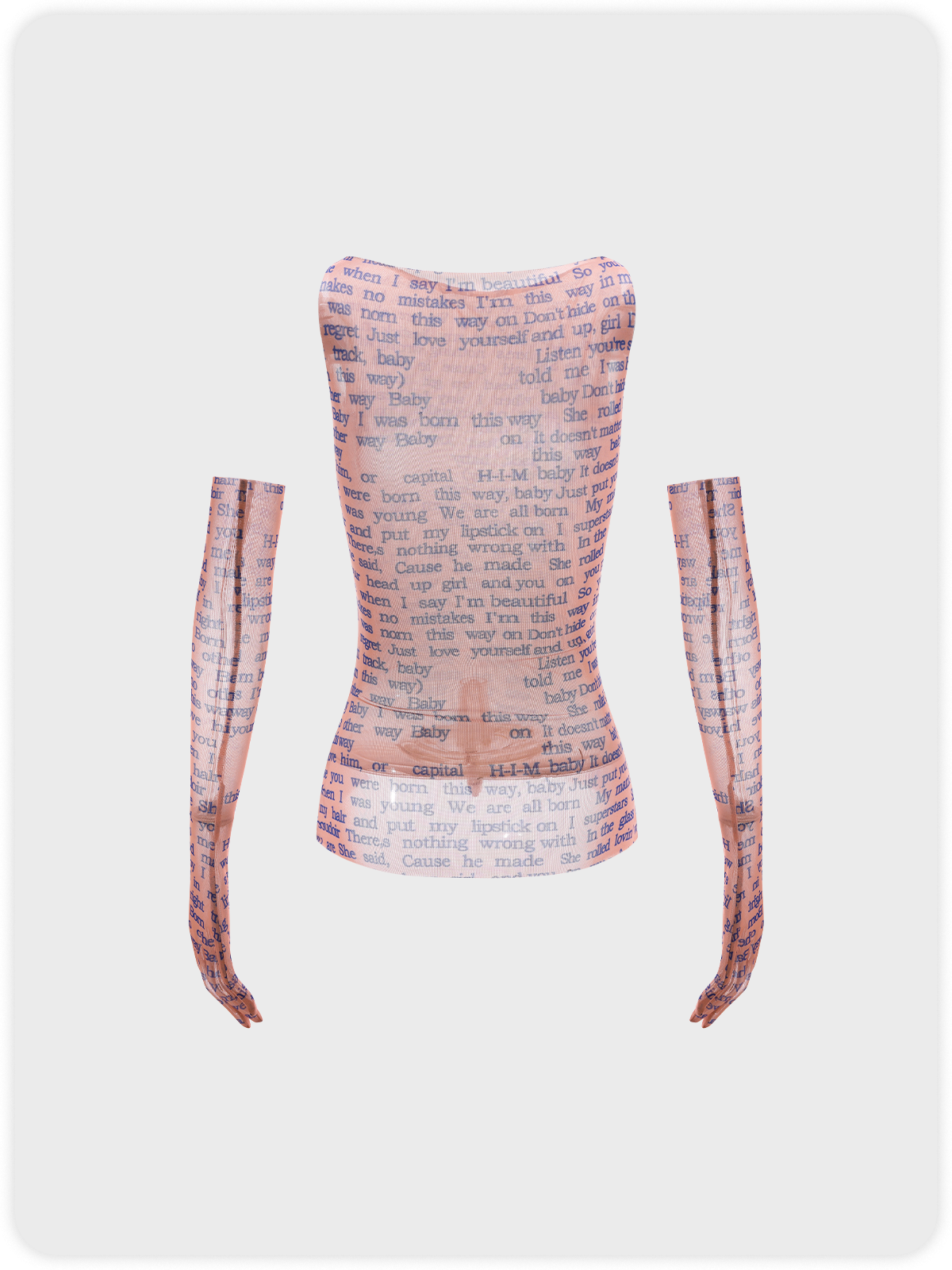 Y2K Khaki Mesh Letter Arm Sleeves Party Top Women Top
