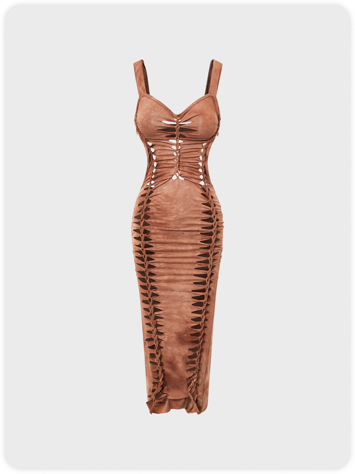 Street Brown Cut Out Dress Midi Dress