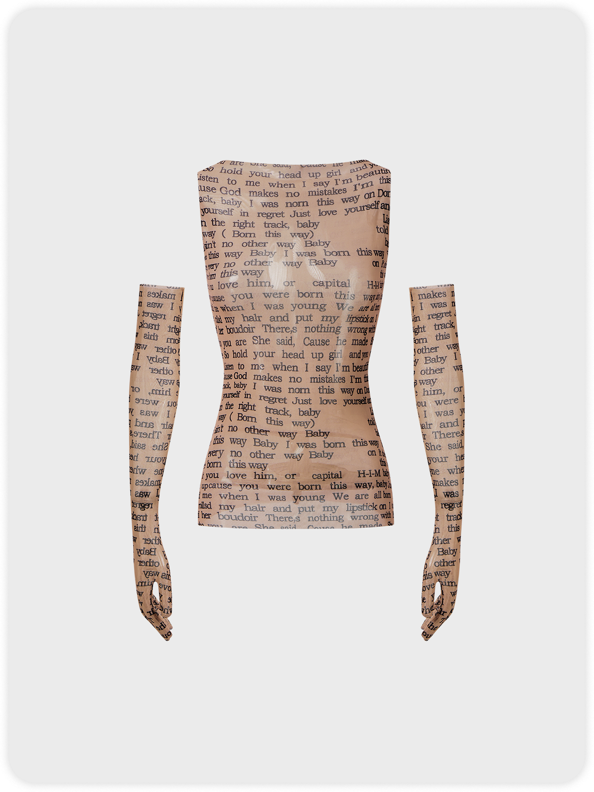 Y2K Khaki Mesh Letter Arm Sleeves Party Top Women Top