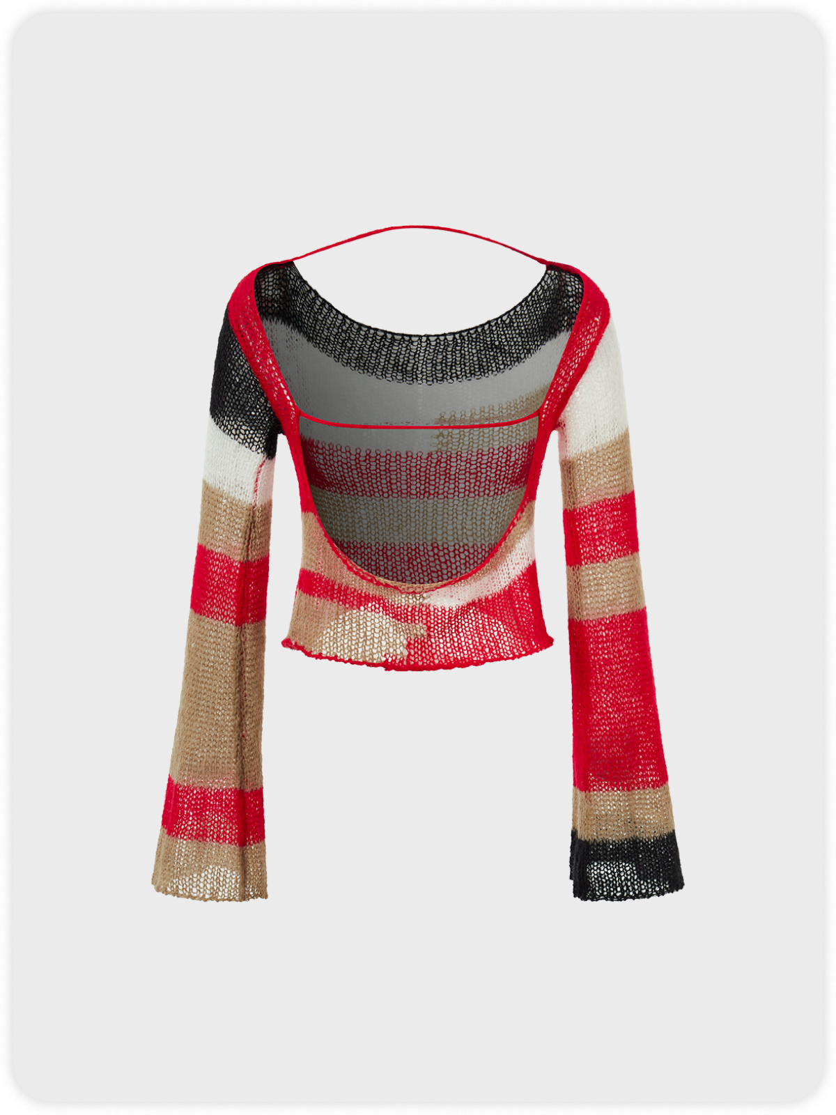 【Final Sale】Street Multicolor Cut Out Color Block Top Sweater