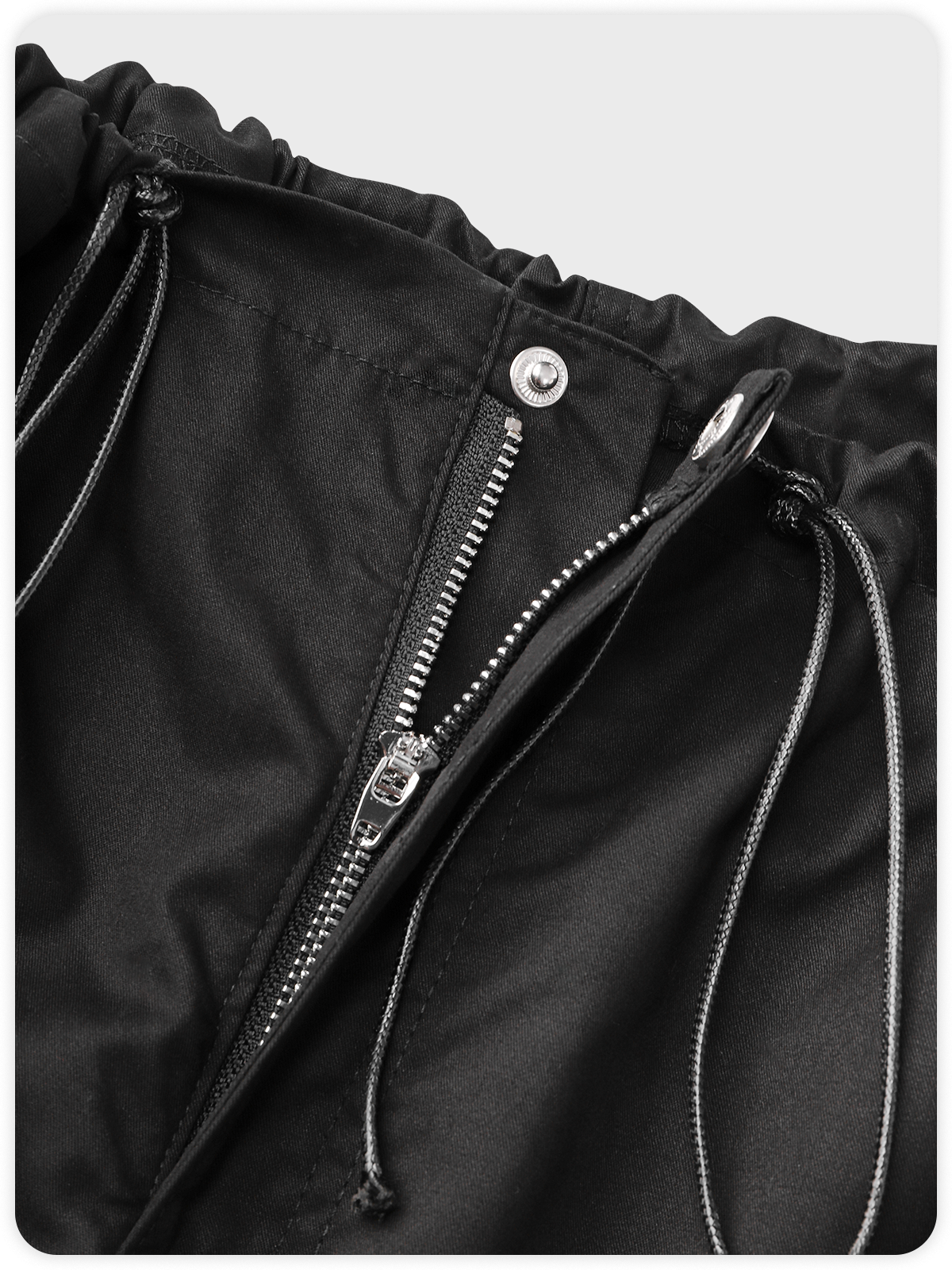 Street Black Cargo Drawstring Bottom Pants