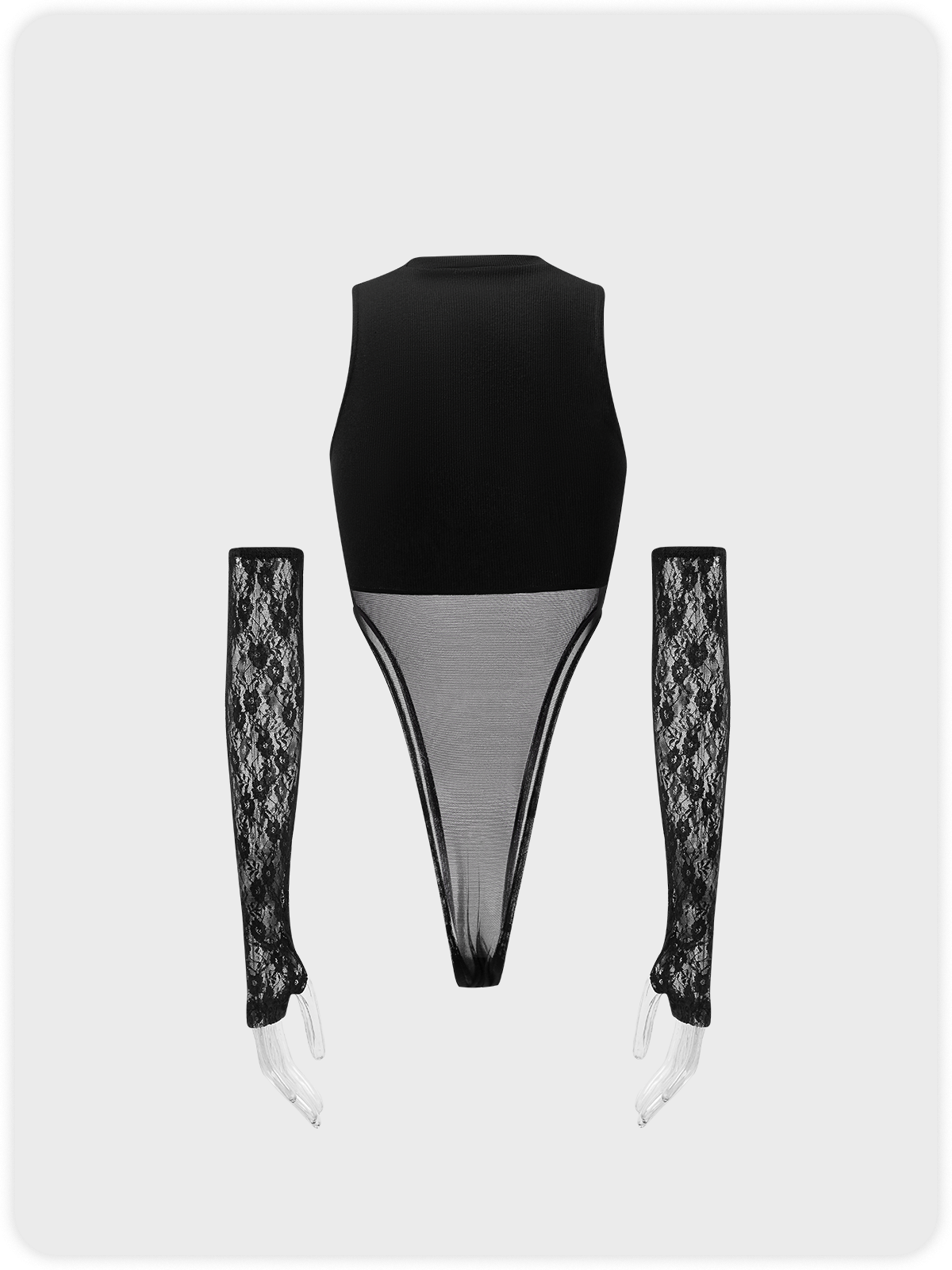 Punk Black Metal Patchwork Letter Cyberpunk Bodysuit