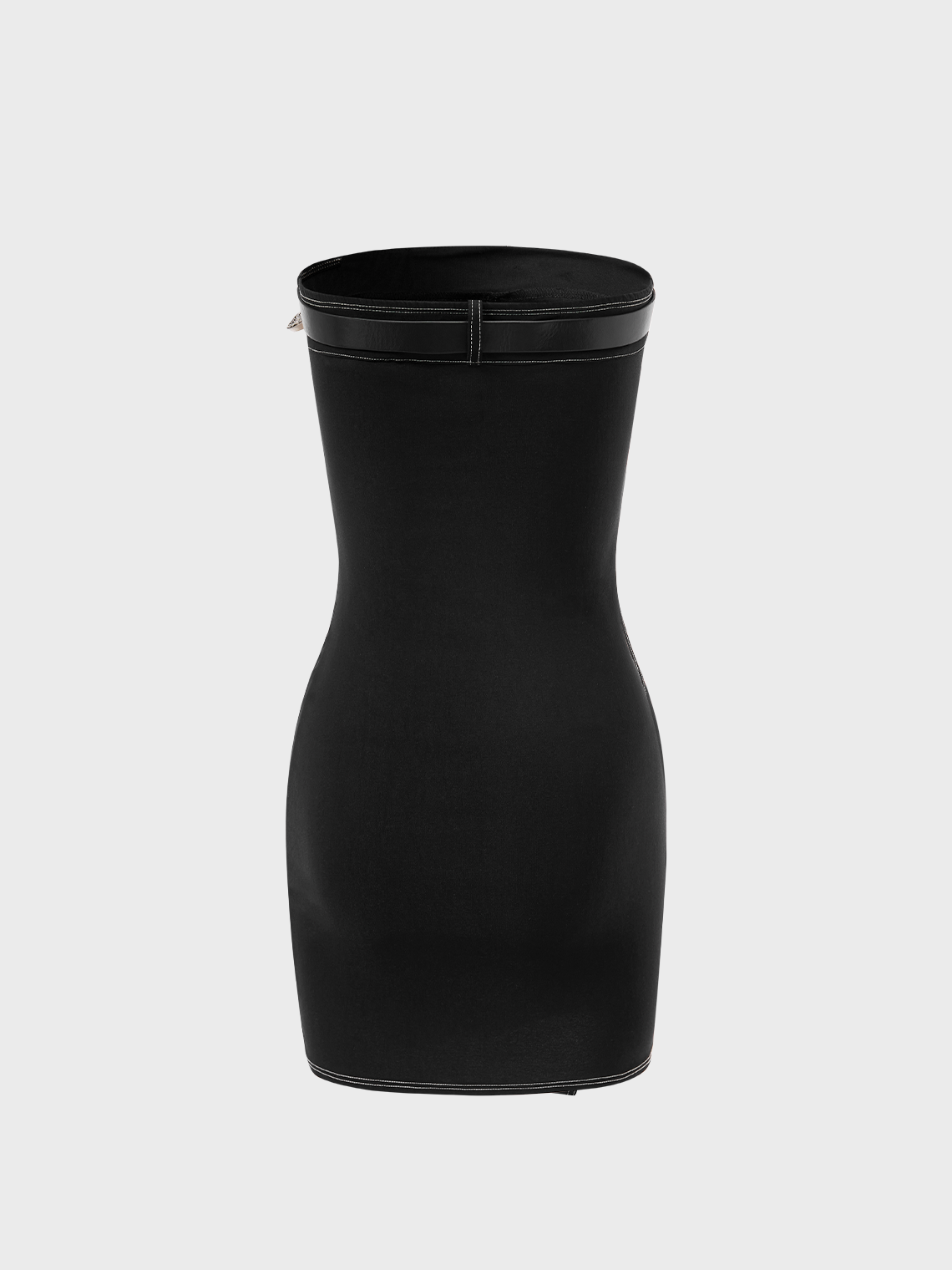 【Final Sale】Street Black Denim Belt Irregular hem Dress Mini Dress