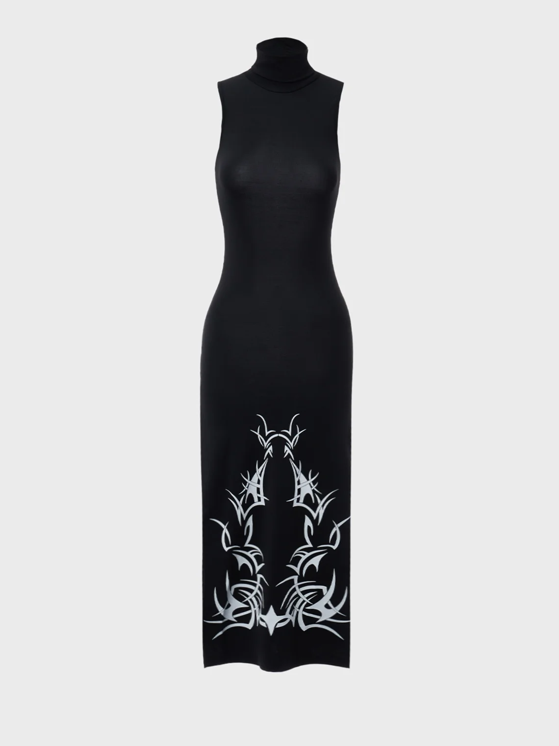 Punk Black Split Tribal Dress Midi Dress