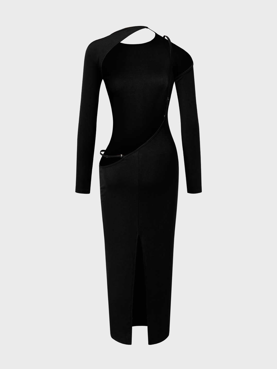 【Final Sale】Street Black Backless Dress Midi Dress