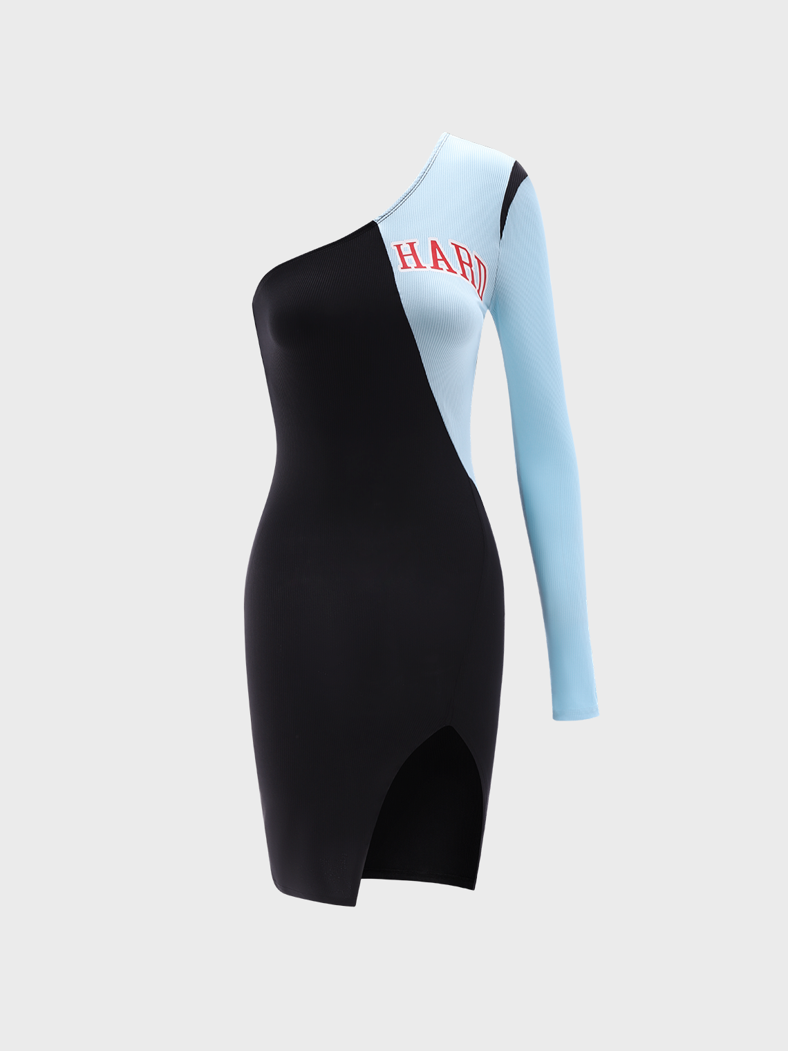 【Final Sale】Street Black Asymmetrical Design Letter Dress Mini Dress