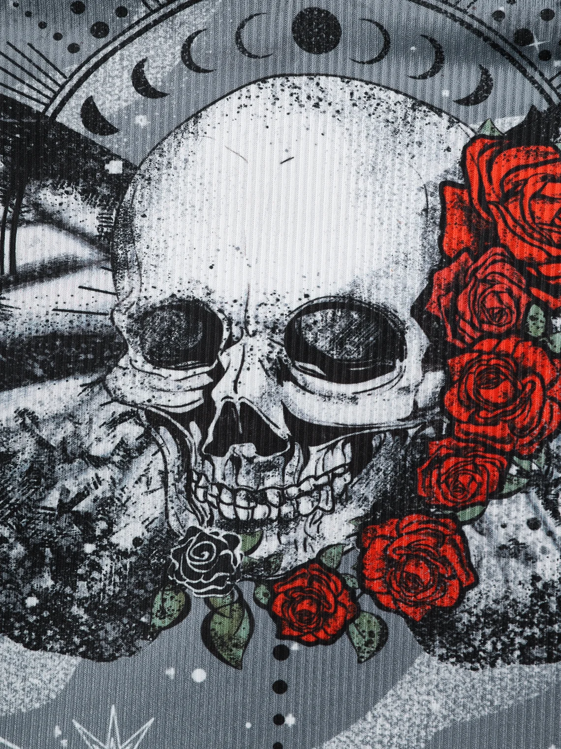 【Final Sale】Punk Gray Skull V-Neck Top T-Shirt