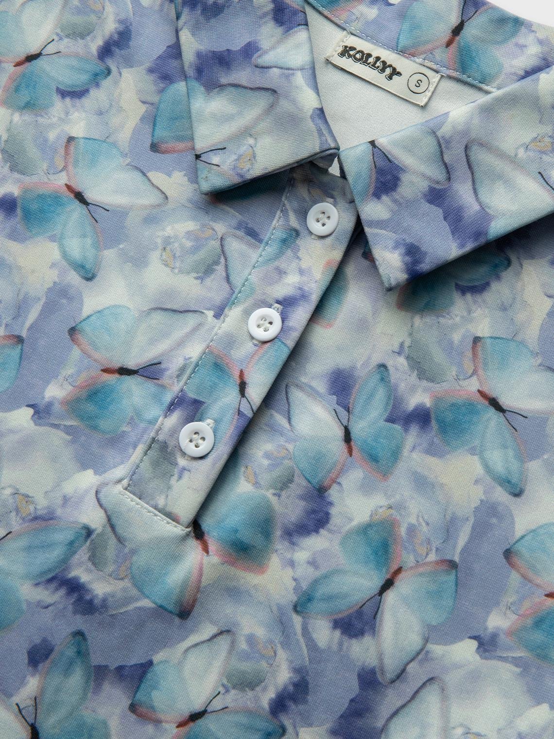 【Final Sale】Y2K Blue Button Butterfly Vocation Dress Mini Dress