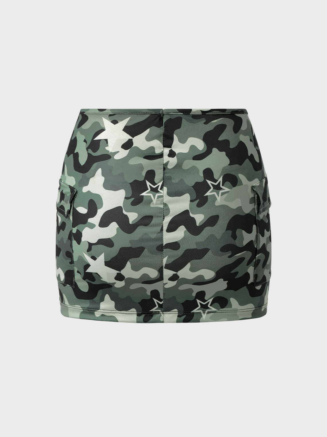 【Final Sale】Street Army Green Camo Pockets Bottom Skirt